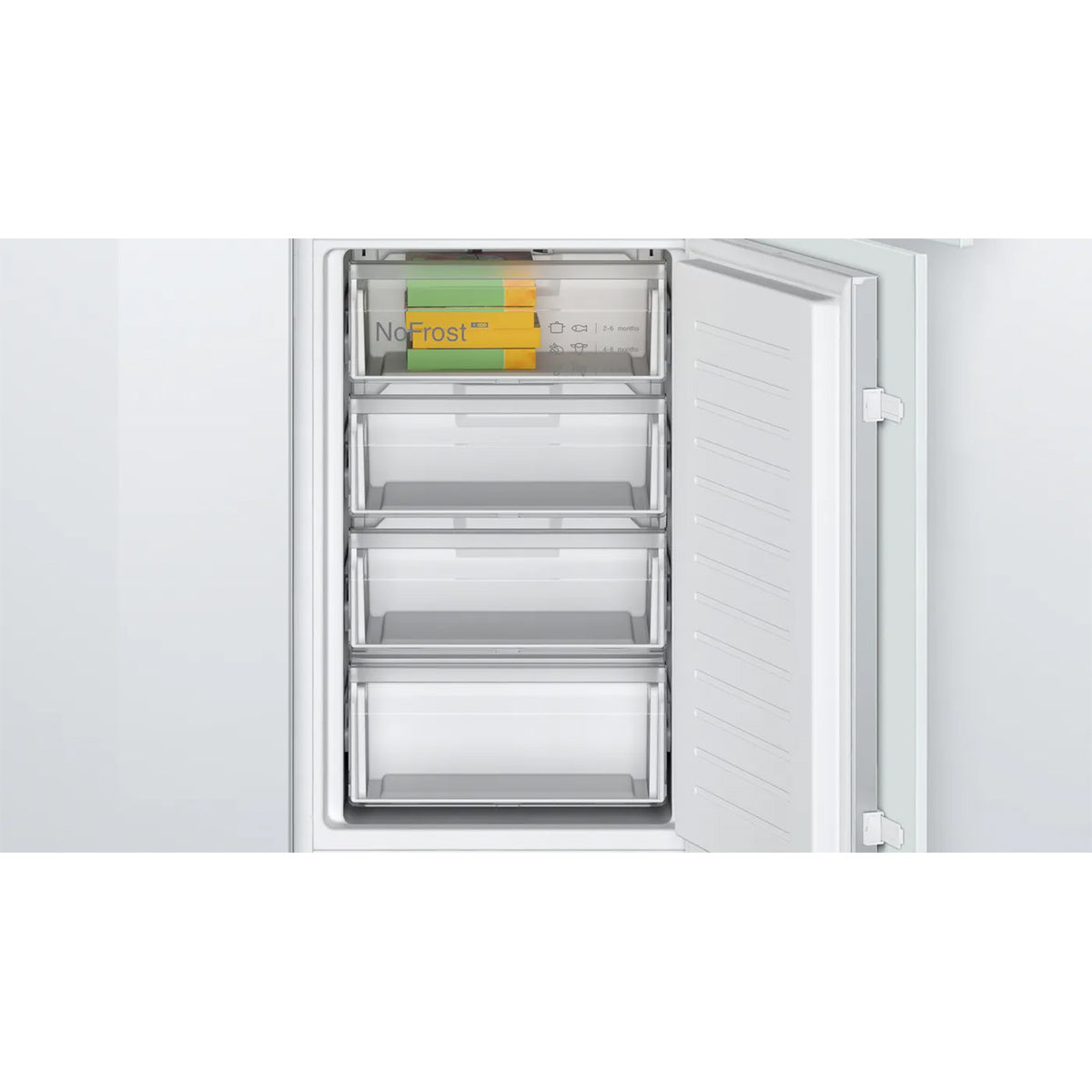 Bosch KIN85NSE0G Series 2 Integrated Fridge Freezer with Freezer at Bottom, 50/50 Split, 150/99 Litre, 54.1cm Wide - Sliding Hinge