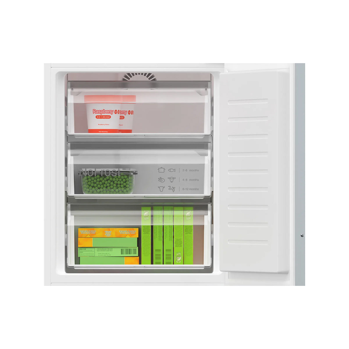 Bosch KIN86VFE0G Series 4 Built-In Fridge Freezer with Freezer at Bottom, 184/76 Litre, 54.1cm Wide - Flat Hinge