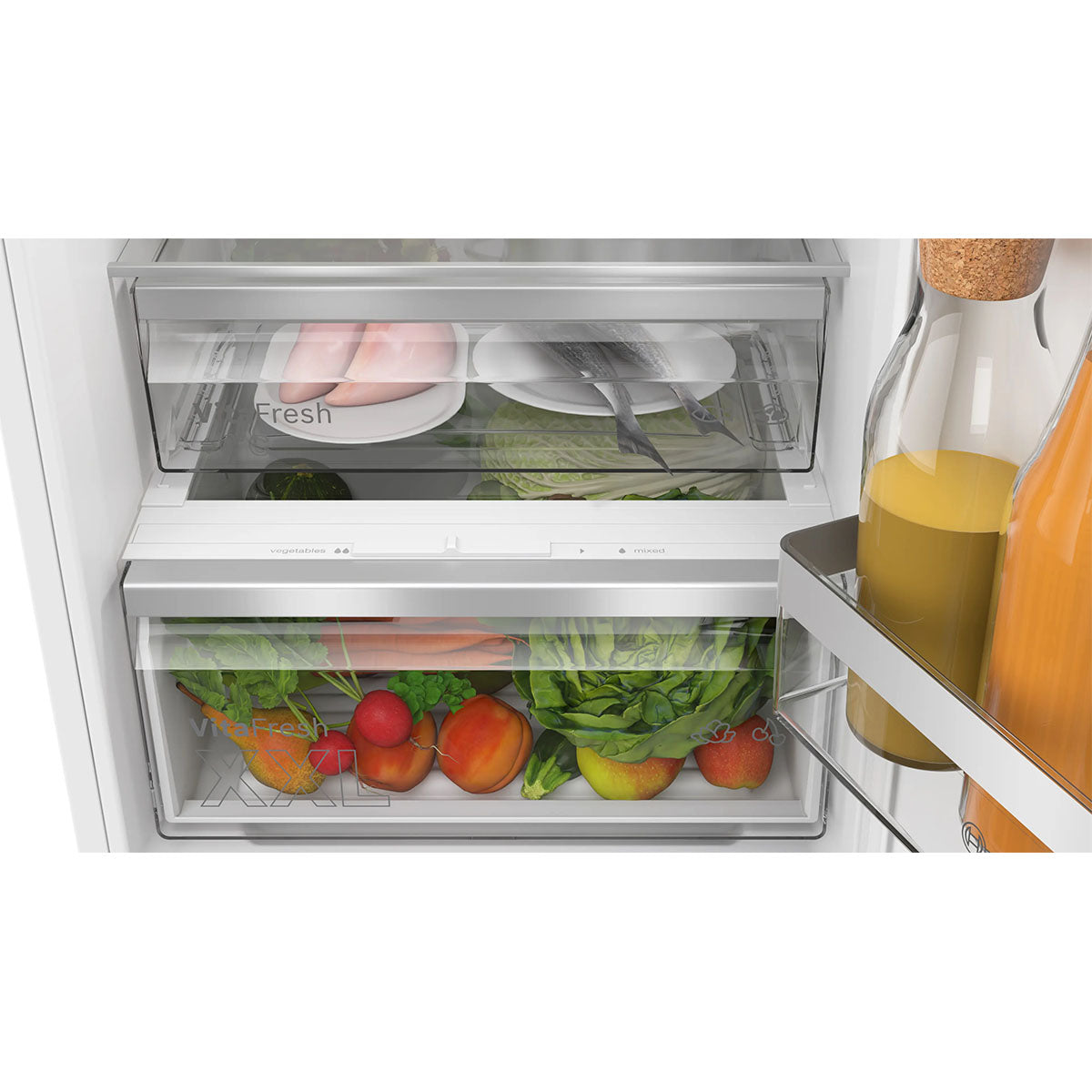 Bosch KIN86VSE0G Series 4 Built-In Fridge Freezer With Freezer At Bottom, 184/76 Litre, No Frost, 54.1cm Wide - Sliding Hinge