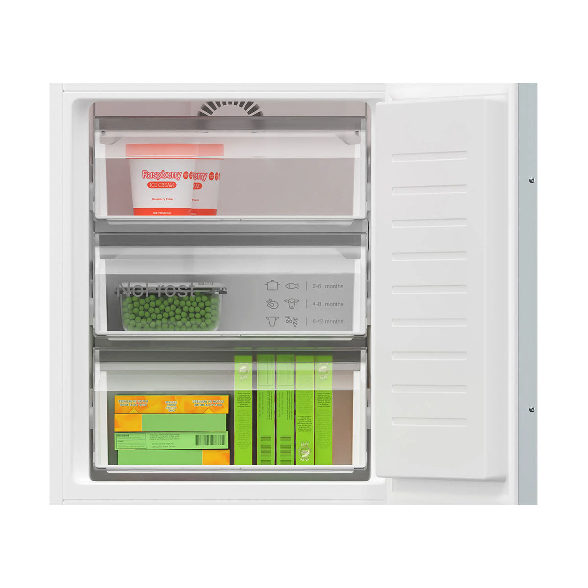 Bosch KIN86VSE0G Series 4 Built-In Fridge Freezer With Freezer At Bottom, 184/76 Litre, No Frost, 54.1cm Wide - Sliding Hinge