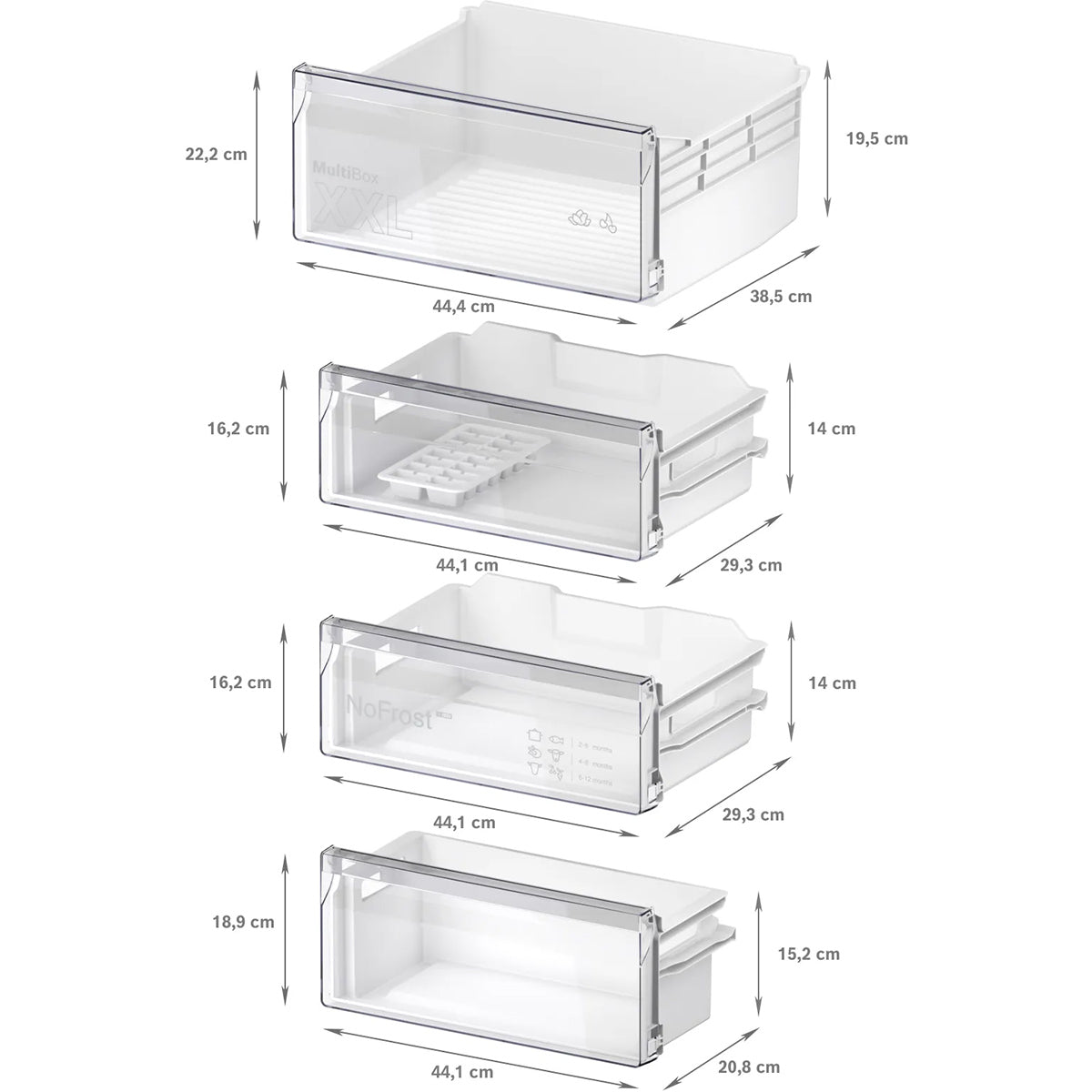 Bosch KIN96NSE0G Series 2 Built-In Fridge Freezer with Freezer at Bottom, 215/75 Litre, 54.1cm Wide - Sliding Hinge