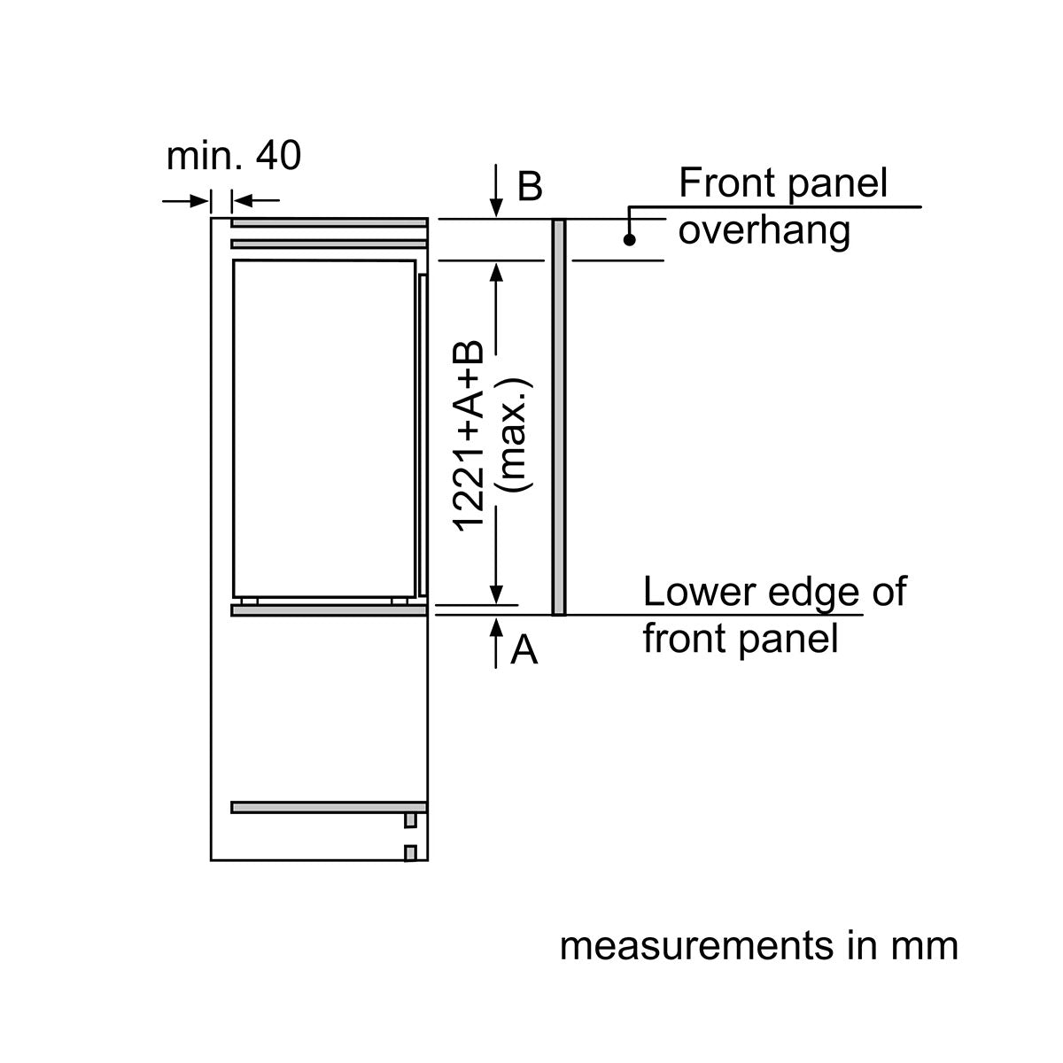 Bosch KIR41NSE0G Series 2 Built-In Fridge, 204 Litre, Super Cool, 54.1cm Wide - Sliding Hinge