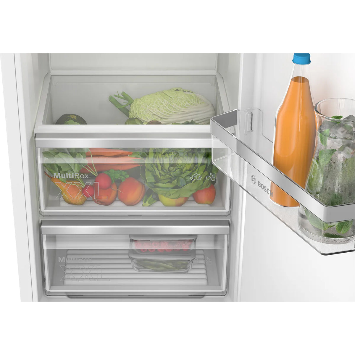 Bosch KIR81VFE0G Series 4 Integrated Fridge, 310 Litre, Flat Hinge - 54.1cm Wide