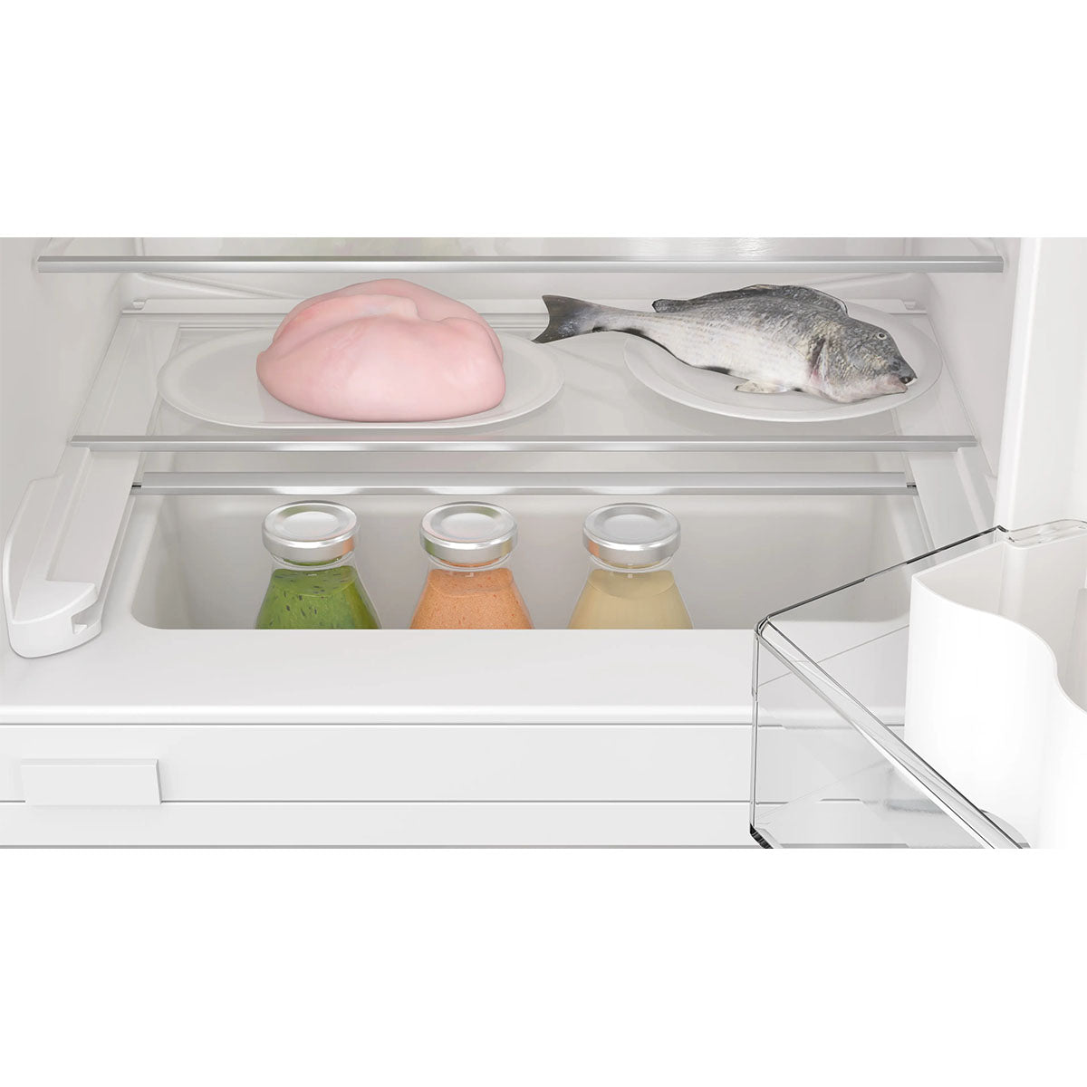 Bosch KUL22VFD0G Series 4 Built-Under Fridge With Freezer Section, 93/17 Litre, 59.8cm Wide - Flat Hinge