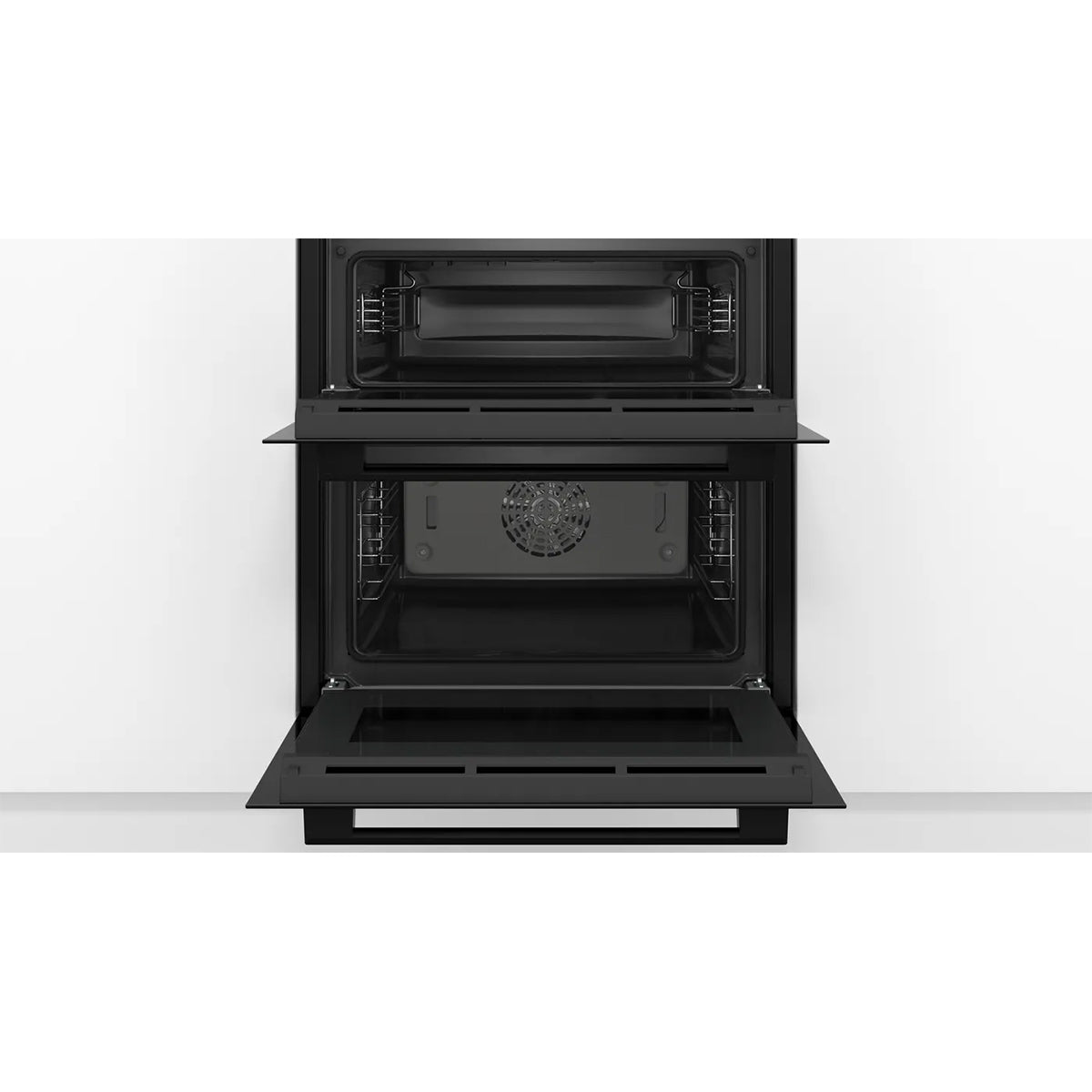 Bosch NBS533BB0B Series 4 Built-Under Double Oven, 47/34 Litre, Red Display, 59.4cm Wide - Black