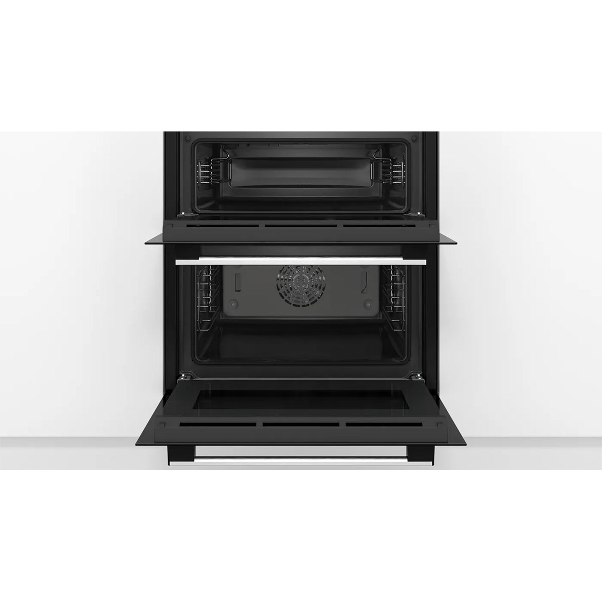 Bosch NBS533BS0B Series 4 Built-Under Double Oven, 47/34 Litre, Red Display, 59.4cm Wide - Stainless Steel