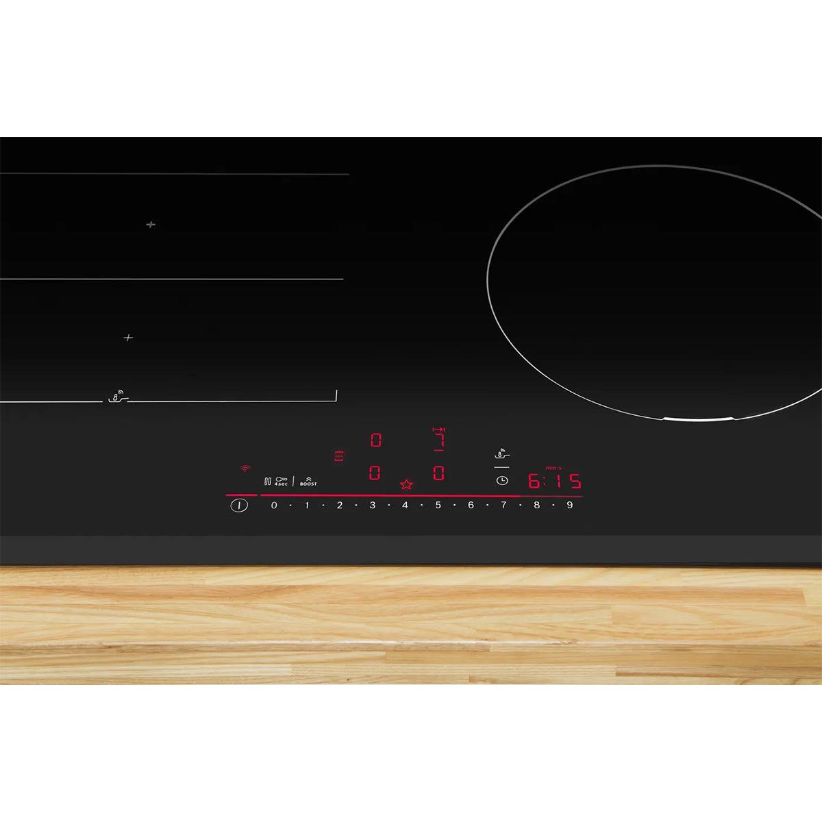 Bosch PIX631HC1E Series 6 Induction Hob, 4 Cooking Zones, Surface Mount Without Frame, 59.2cm Wide - Black, Ceramic Glass
