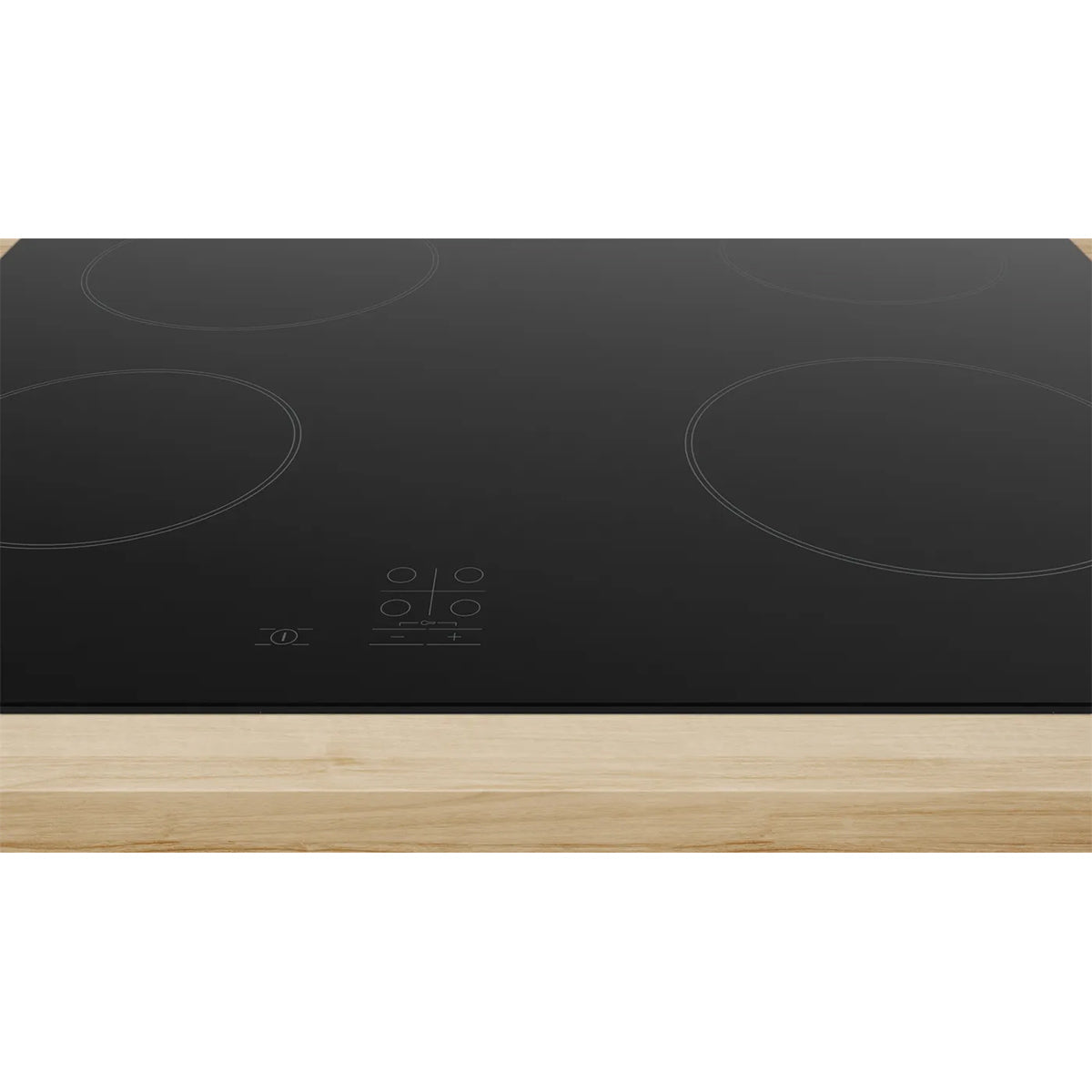 Bosch PKE61RAA8B Series 2 Electric Hob, 4 Cooking Zones, Surface Mount Without Frame, 59.2cm Wide - Black, Ceramic Glass