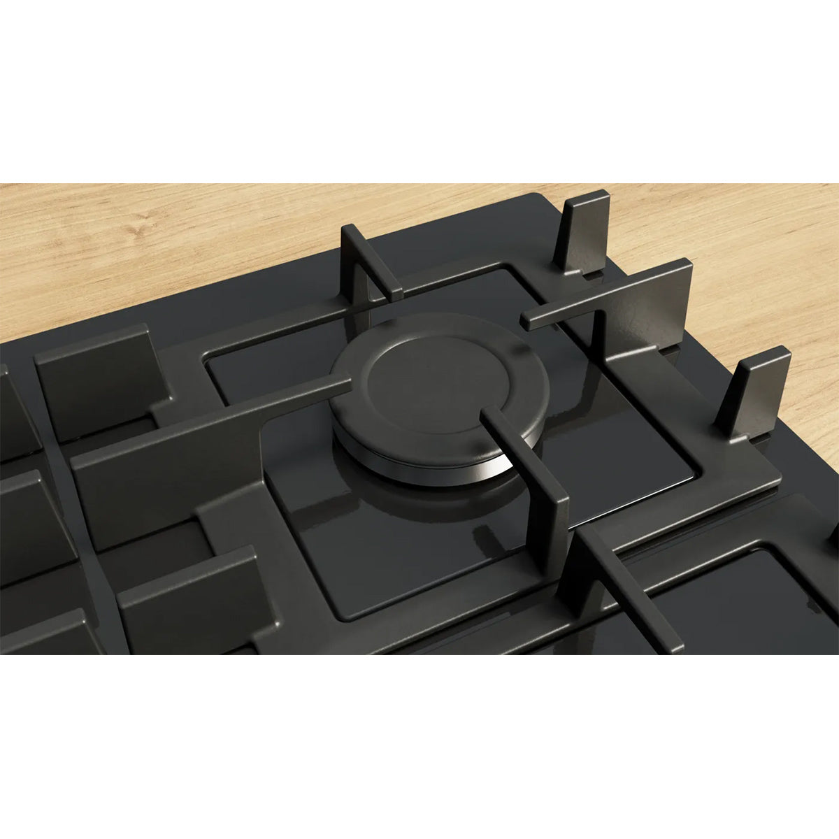 Bosch PNP6B6K40 Series 4 Gas Hob, 4 Burners, Knob Ignition, 59cm Wide - Tempered Glass, Black