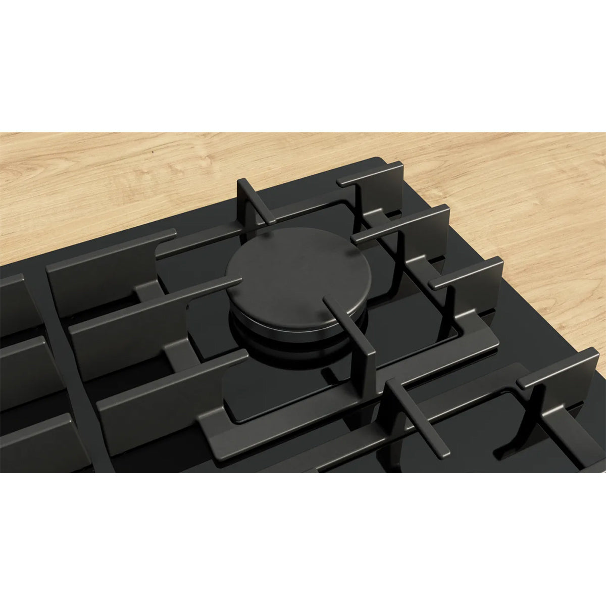 Bosch PPM9A6I40 Series 6 Gas Hob, 5 Burners, Knob Ignition, Flush or Surface Mounted, 91.5cm Wide - Black, Tempered Glass
