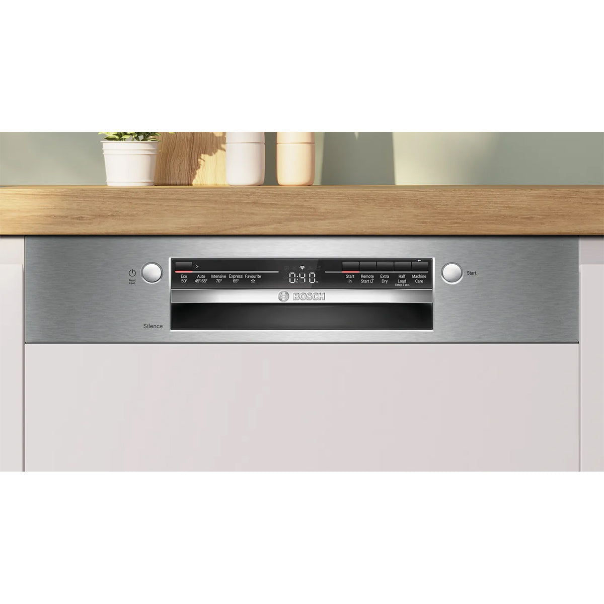 Bosch SMI2HTS02G Series 2 Semi-Integrated Dishwasher, 13 Place Settings, EcoSilence Drive, 60cm Wide - Stainless Steel