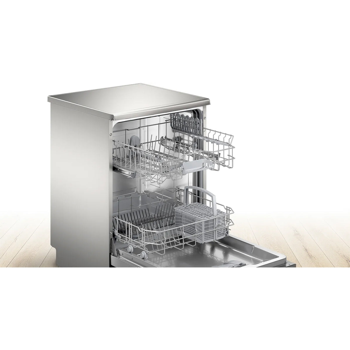 Bosch SMS26AI08G Series 2 Freestanding Dishwasher, With Built-Under Option, 12 Place Settings, EcoSilence Drive, 60cm Wide - Brushed Steel Anti-Fingerprint