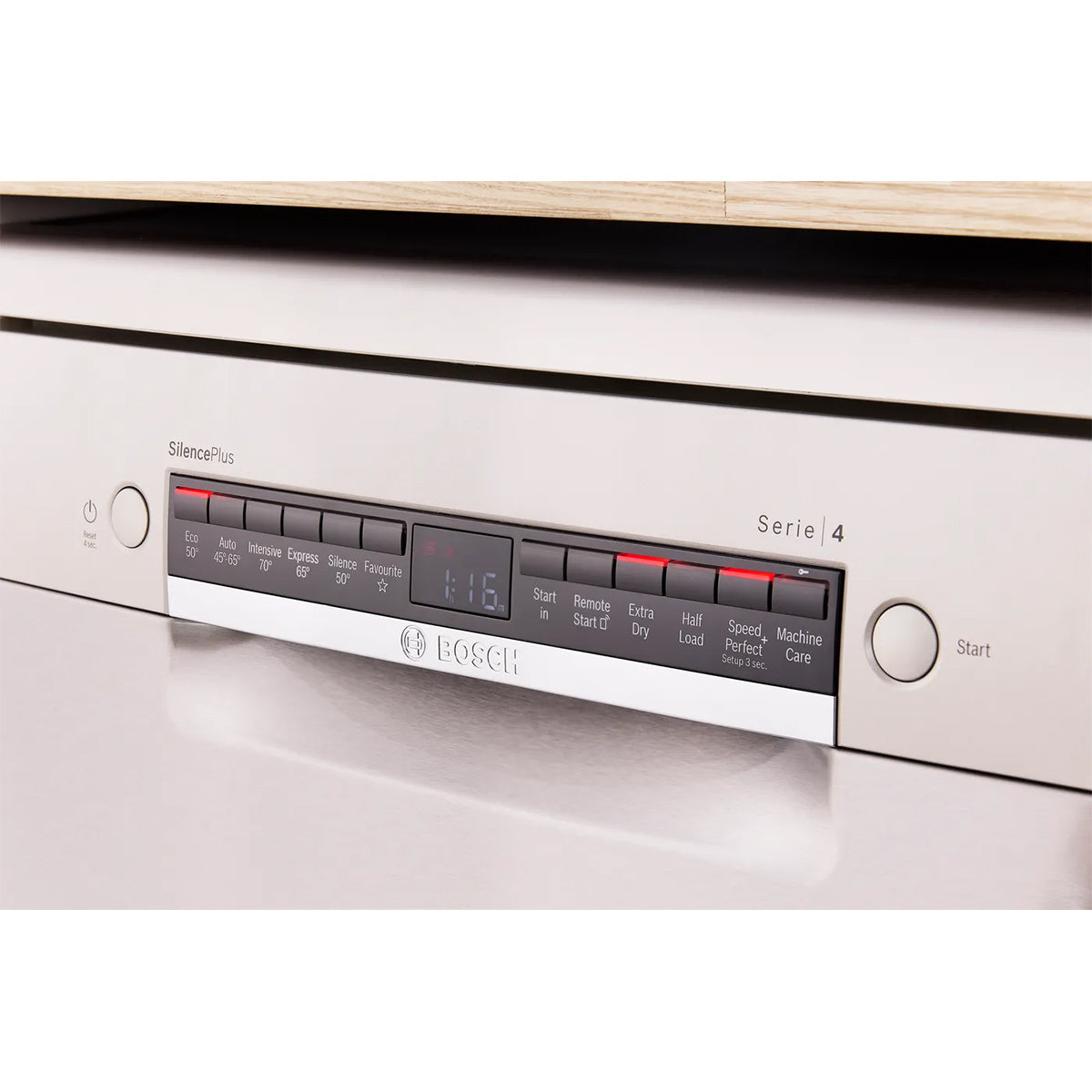 Bosch SMS4EMI06G Series 4 Freestanding Dishwasher, 14 Place Settings, EcoSilence Drive, 60cm Wide - Brushed Steel, Anti-Fingerprint