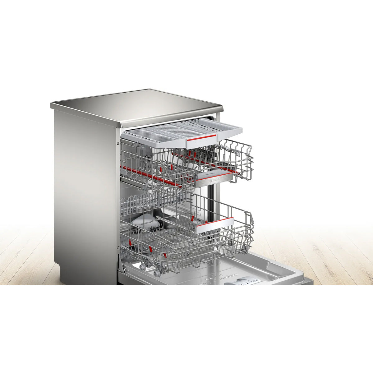 Bosch SMS6TCI02G Series 6 Freestanding Dishwasher, 14 Place Settings, 60cm Wide - Brushed Steel, Anti-Fingerprint