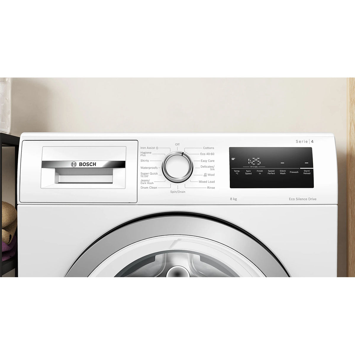 Bosch WAN28258GB Series 4 Freestanding Front Loader Washing Machine, 8Kg, 1400 rpm, 59.8cm Wide - White