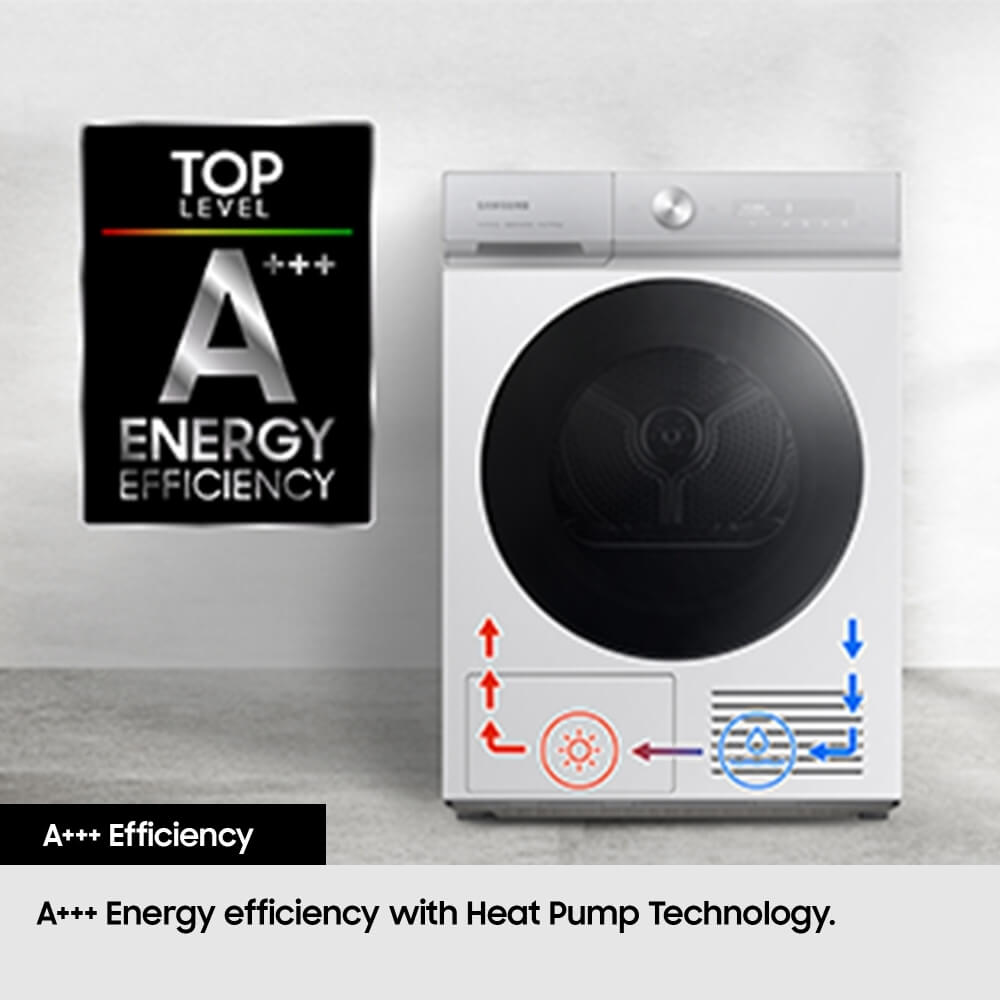 Samsung DV90T5240AW/S1 Heat Pump Tumble Dryer, 9kg, White, A+++ Rated