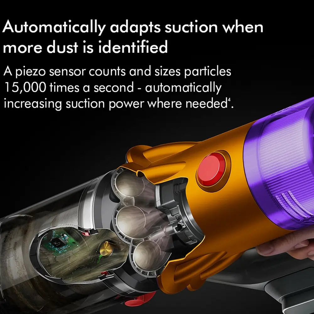 Dyson V12-2023KIT Detect Slim Absolute Cordless Vacuum Cleaner With 60 Minutes Run Time And Cleaning Accessory Kit, Yellow/Nickel