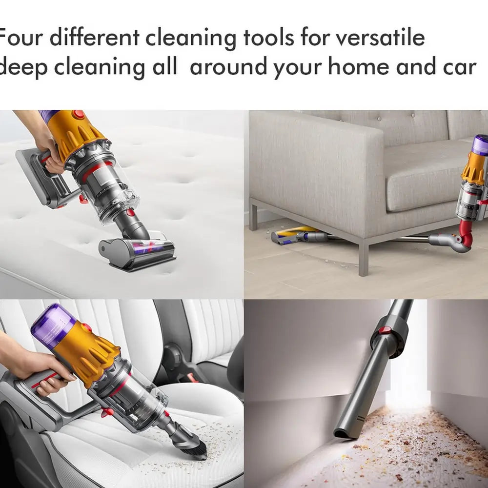 Dyson V12-2023KIT Detect Slim Absolute Cordless Vacuum Cleaner With 60 Minutes Run Time And Cleaning Accessory Kit, Yellow/Nickel