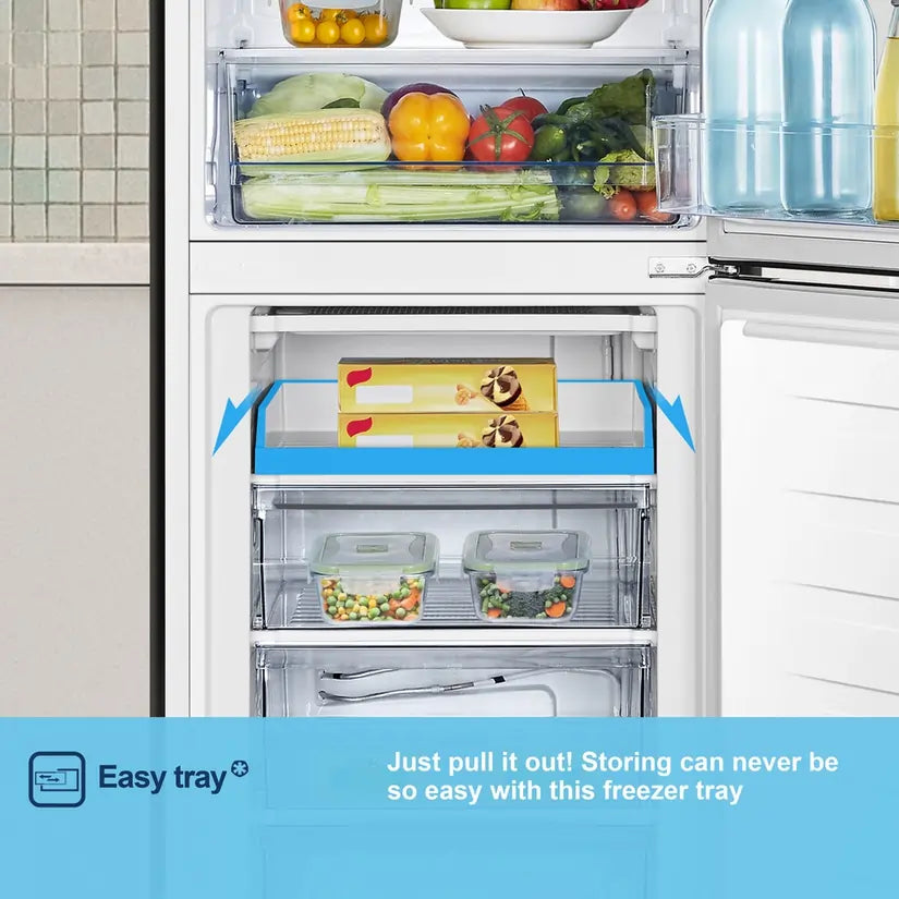 Fridgemaster MC55240DE 50/50 Non-Plumbed Freestanding Fridge Freezer, White