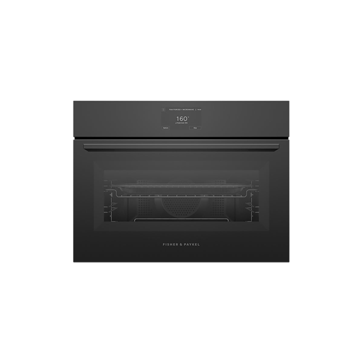 Fisher & Paykel OM60NMTB5 Series 7 Minimal Compact Combi-Microwave Oven, 49 Litre, 18 Functions, 59.6cm Wide - Black Glass