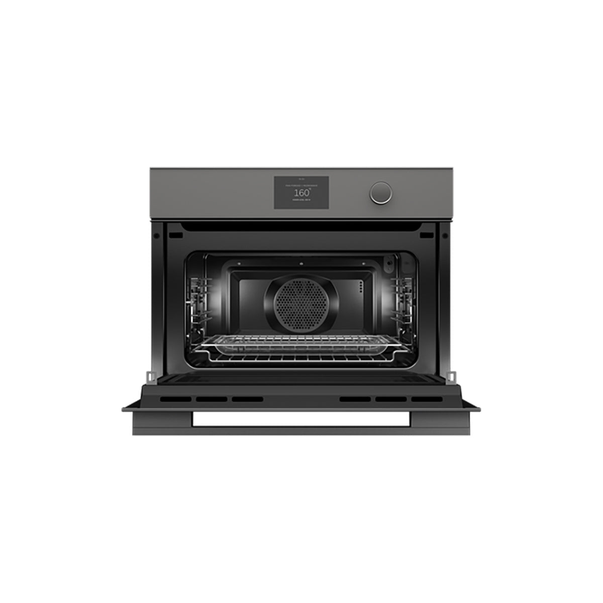Fisher & Paykel OM60NMTDG1 Series 9 Minimal Compact Combi-Microwave Oven, 49 Litre, 59.6cm Wide - Grey Glass