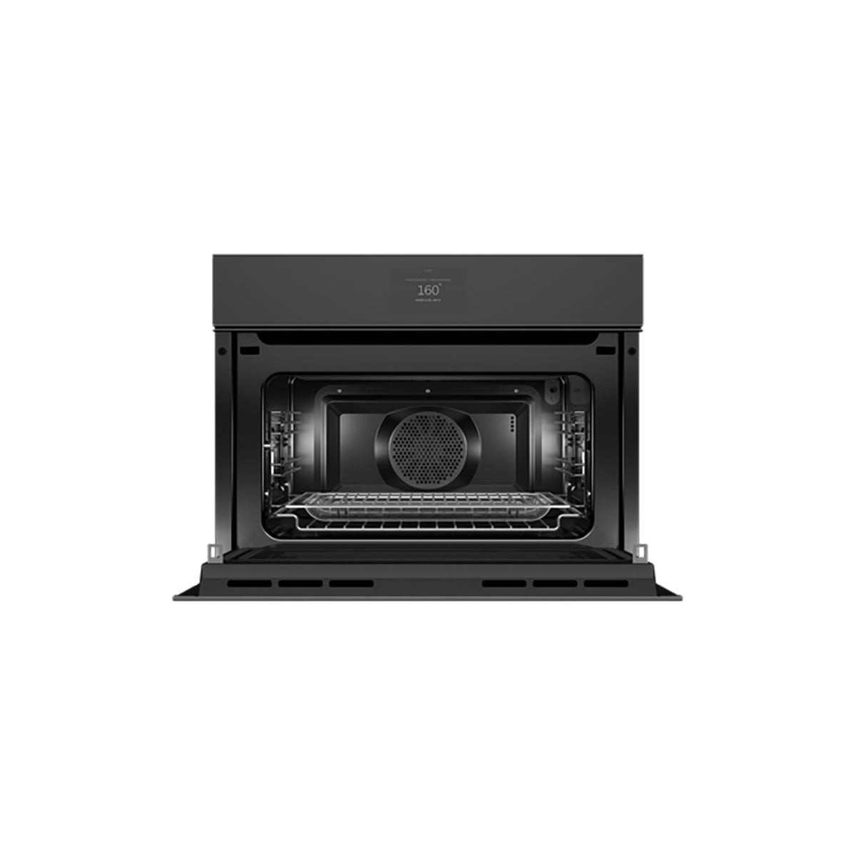 Fisher & Paykel OM60NMTNB1 Series 9 Minimal Handleless Compact Combi-Microwave Oven, 49 Litre, 59.6cm Wide - Black Glass