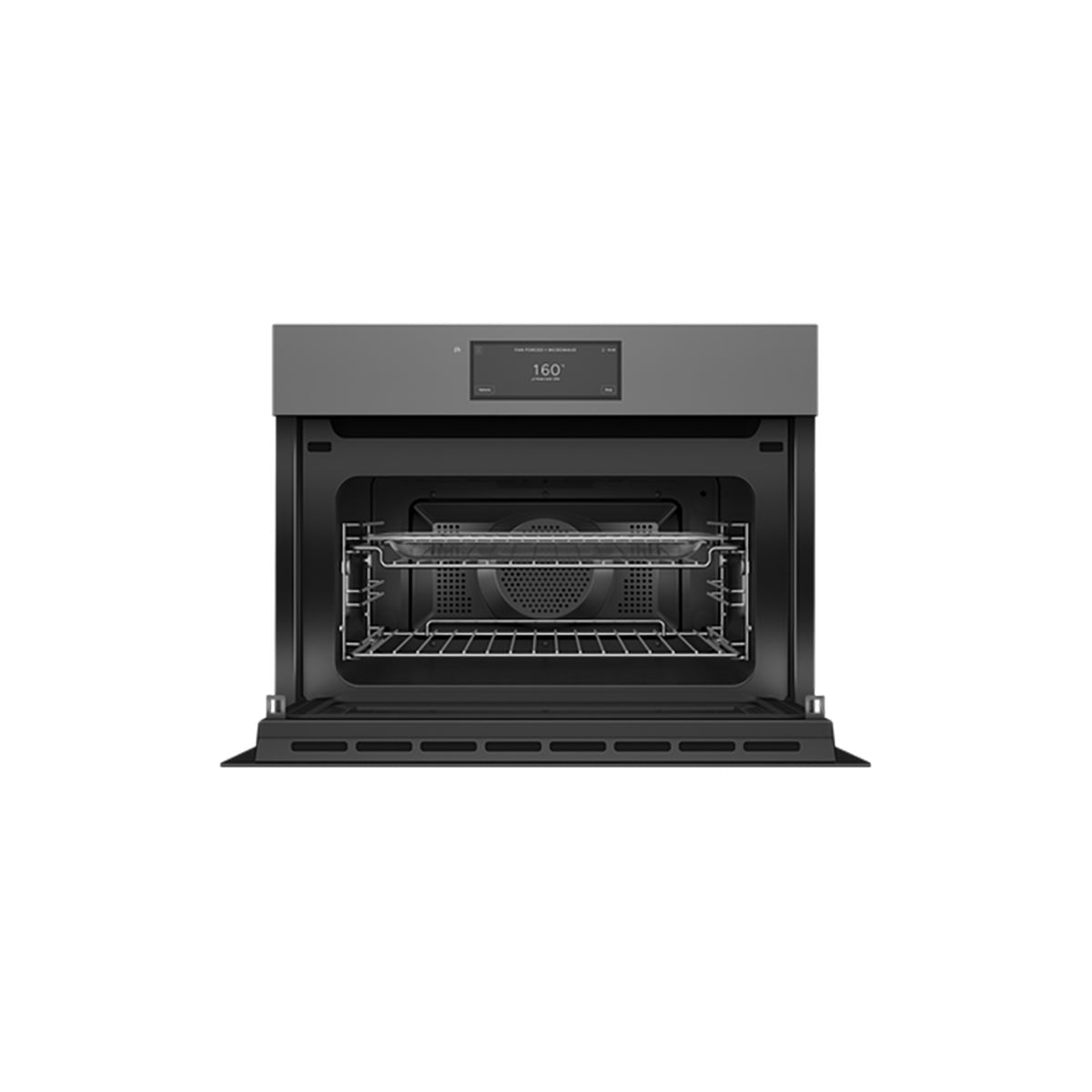 Fisher & Paykel OM60NMUNG5 Series 11 Minimal Handleless Compact Combi-Microwave Oven, 49 Litre, 59.6cm Wide - Grey Glass