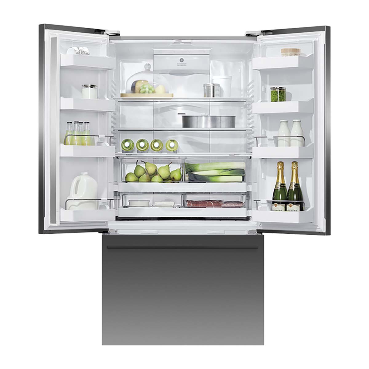 Fisher & Paykel RF540ADUB7 Series 7 569 Litre Freestanding French Door Refrigerator Freezer, Ice & Water, 90cm Wide - Black Stainless Steel