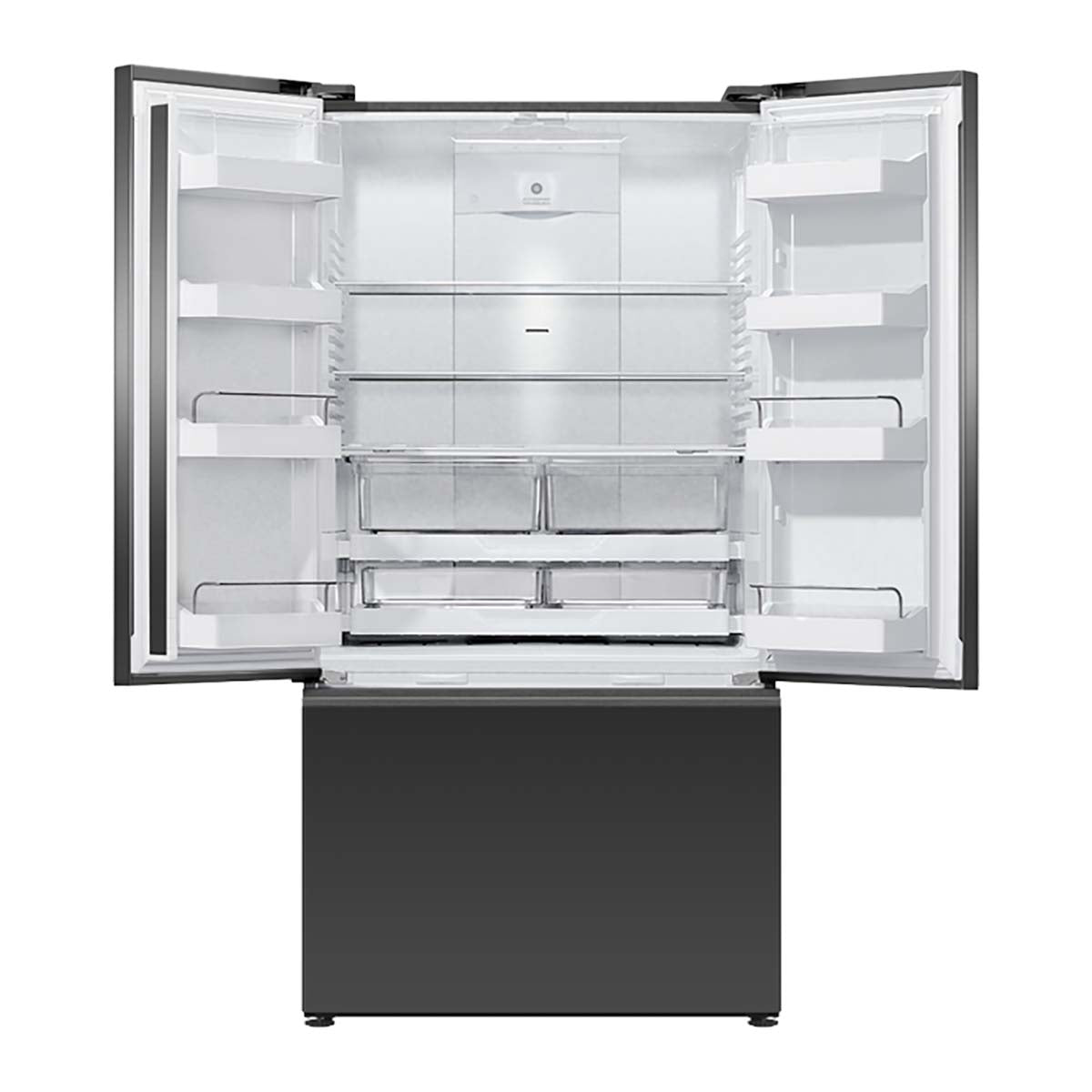 Fisher & Paykel RF540AZUB6 Series 7 569 Litre Freestanding French Door Refrigerator Freezer, Ice & Water, 90cm Wide - Black Glass