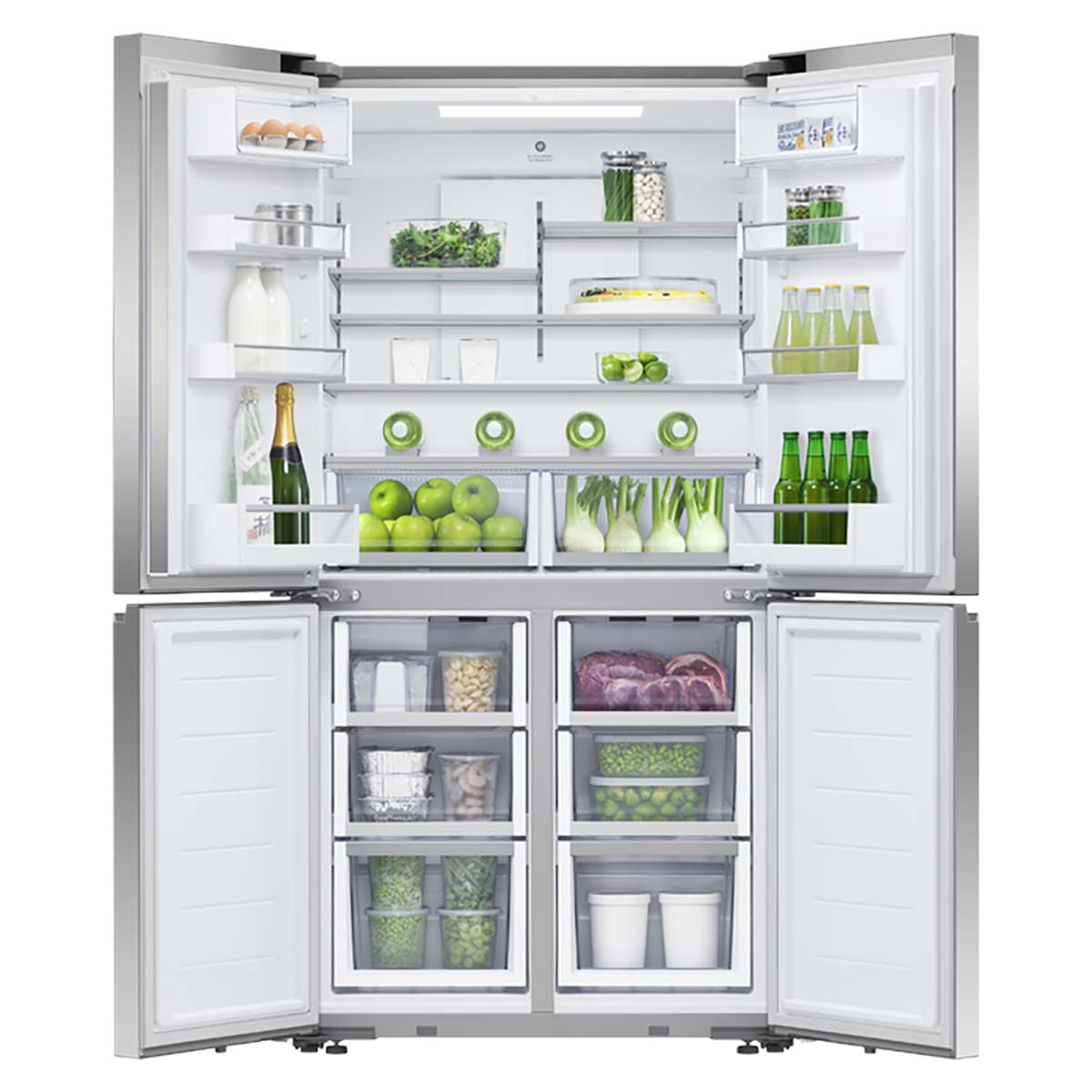 Fisher & Paykel RF605QNUVX1 Series 7 538 Litre Quad Door Refrigerator Freezer, Ice & Water, French Hinge, 90.5cm Wide - Stainless Steel