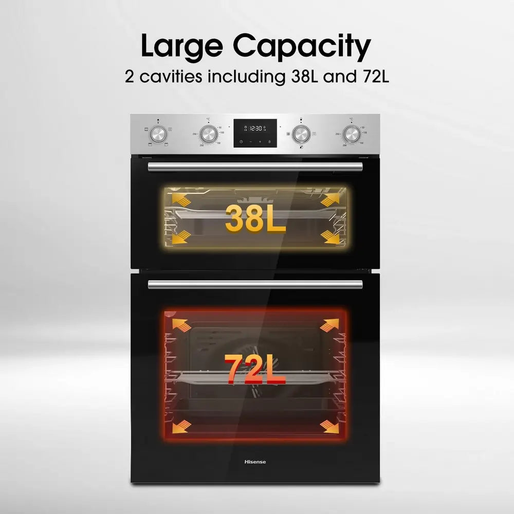 Hisense BID99222CXUK 59.4 Built-In Double Oven, Stainless Steel