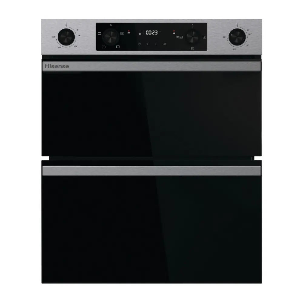 Hisense BUD714221CX 59.4cm Built-Under Electric Double Oven, Black & Stainless Steel