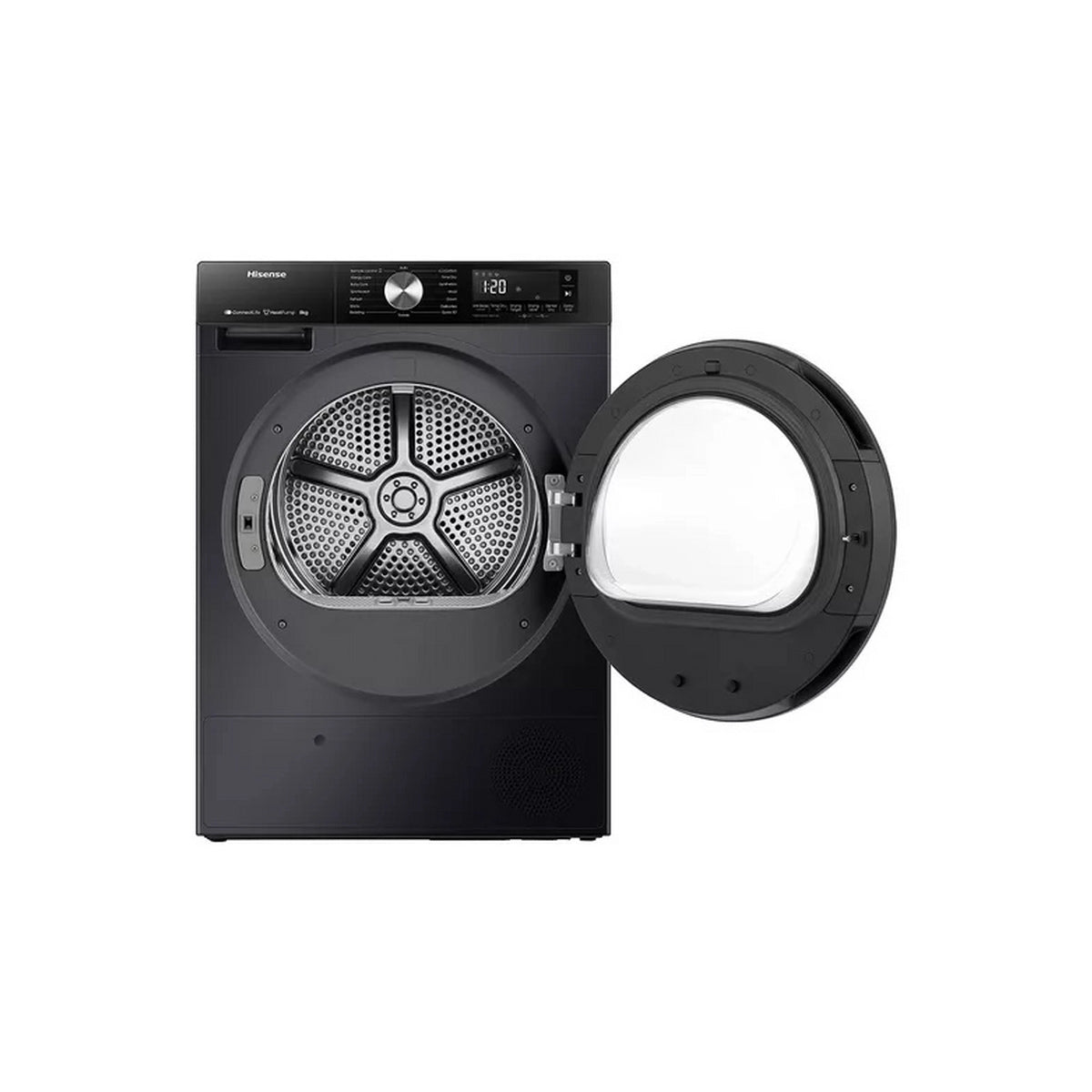 Hisense DH3S802BB3 3S Series 8Kg Freestanding Heat Pump Tumble Dryer, WiFi-Enabled, 59.5cm Wide - Black