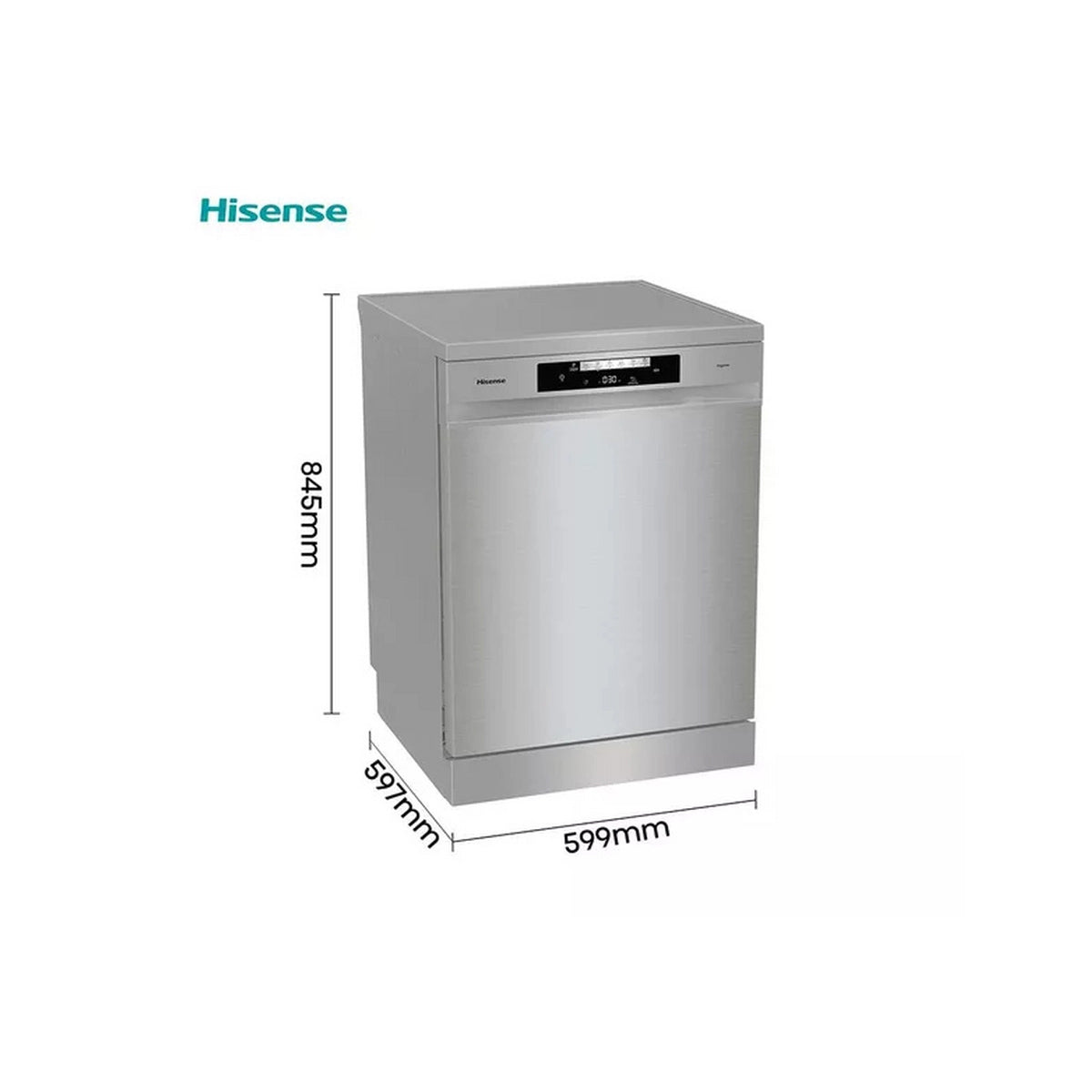 Hisense HS642D90XUK Freestanding Dishwasher, 14 Place Settings, 59.9cm Wide - Stainless Steel