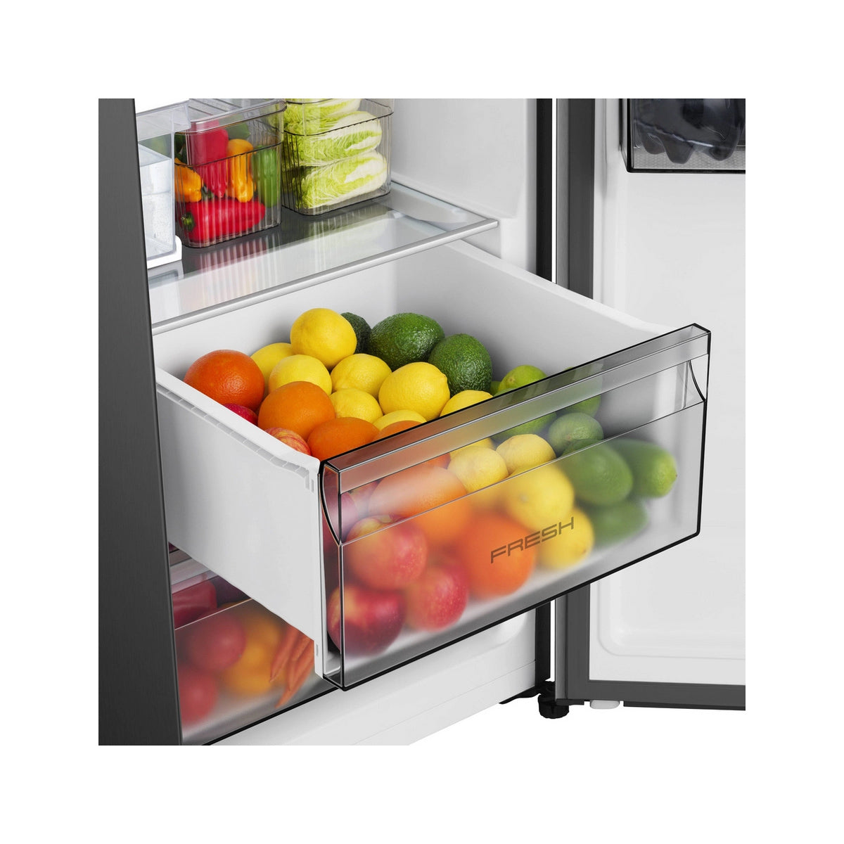 Hisense RS5P528STBE PureFlat Total No Frost Freestanding American Side By Side Fridge Freezer, 528 Litre, 91.1cm Wide - Black