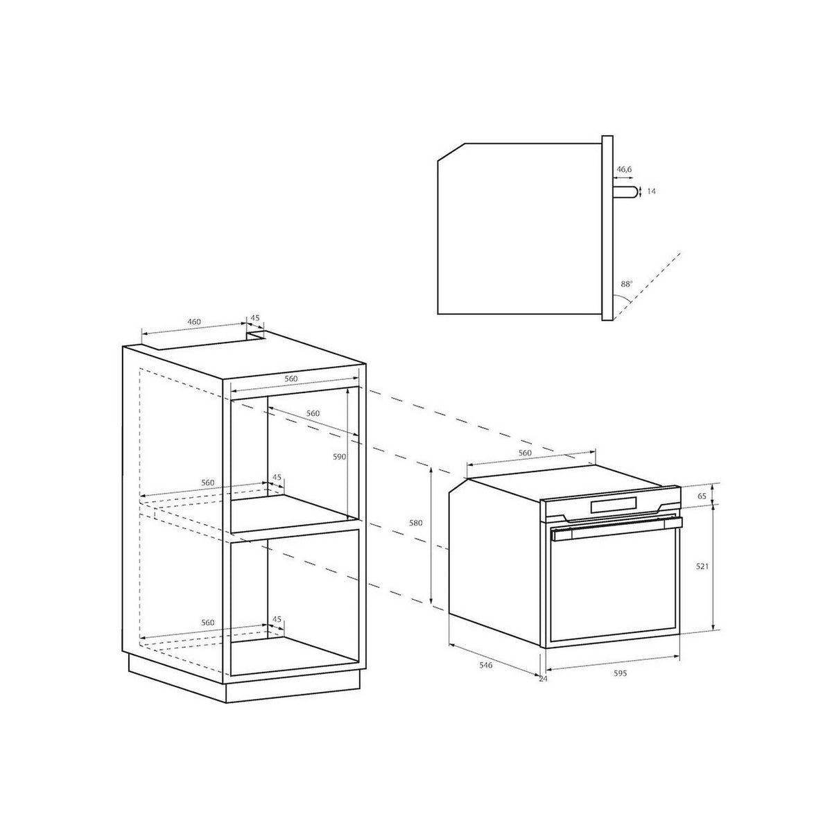 Hoover HOC3158IN 70 Litre Built-In Electrical Single Oven, 59.5cm Wide - Stainless Steel