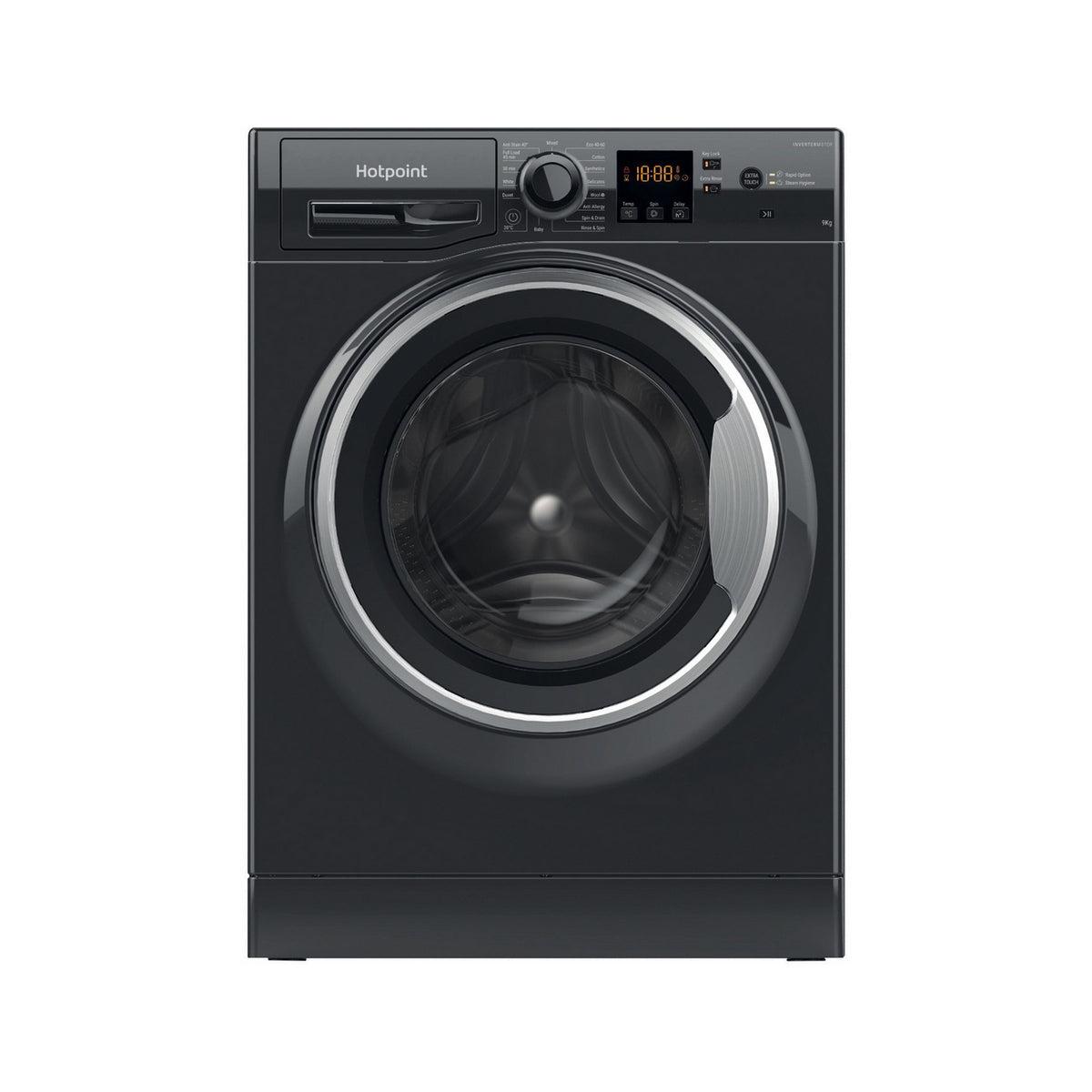 Hotpoint NSWF946BSUK Washing Machine, 9Kg, 1400 Spin, 59.5cm Wide - Black