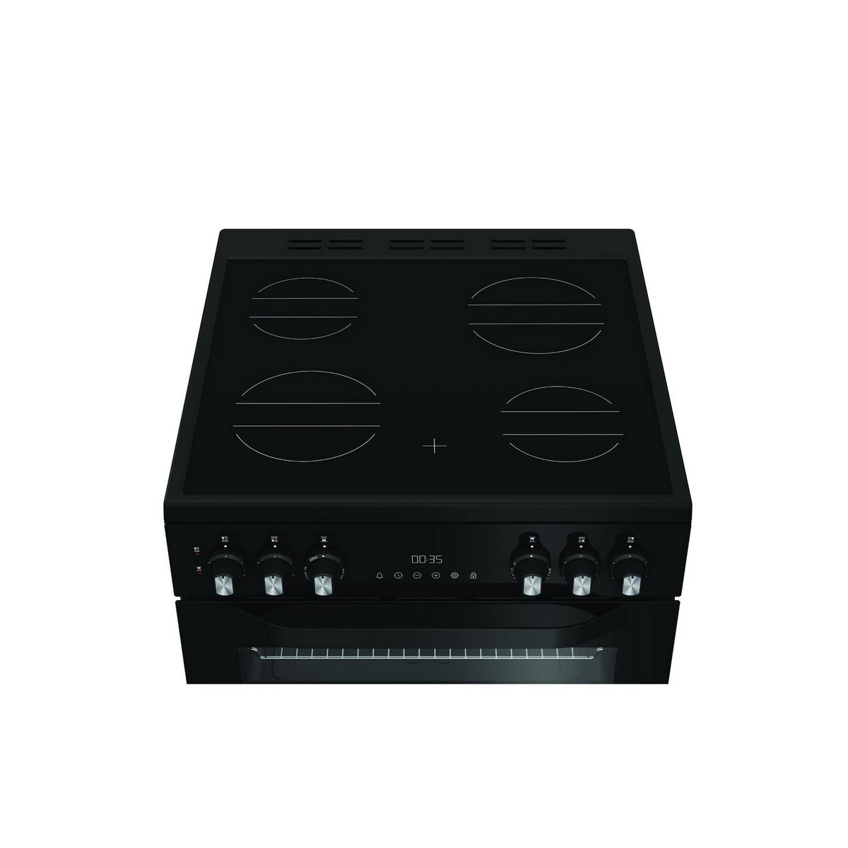 Hotpoint HDE6VDC2B1 Double Oven Electric Cooker With Ceramic Hob, 60cm Wide - Black
