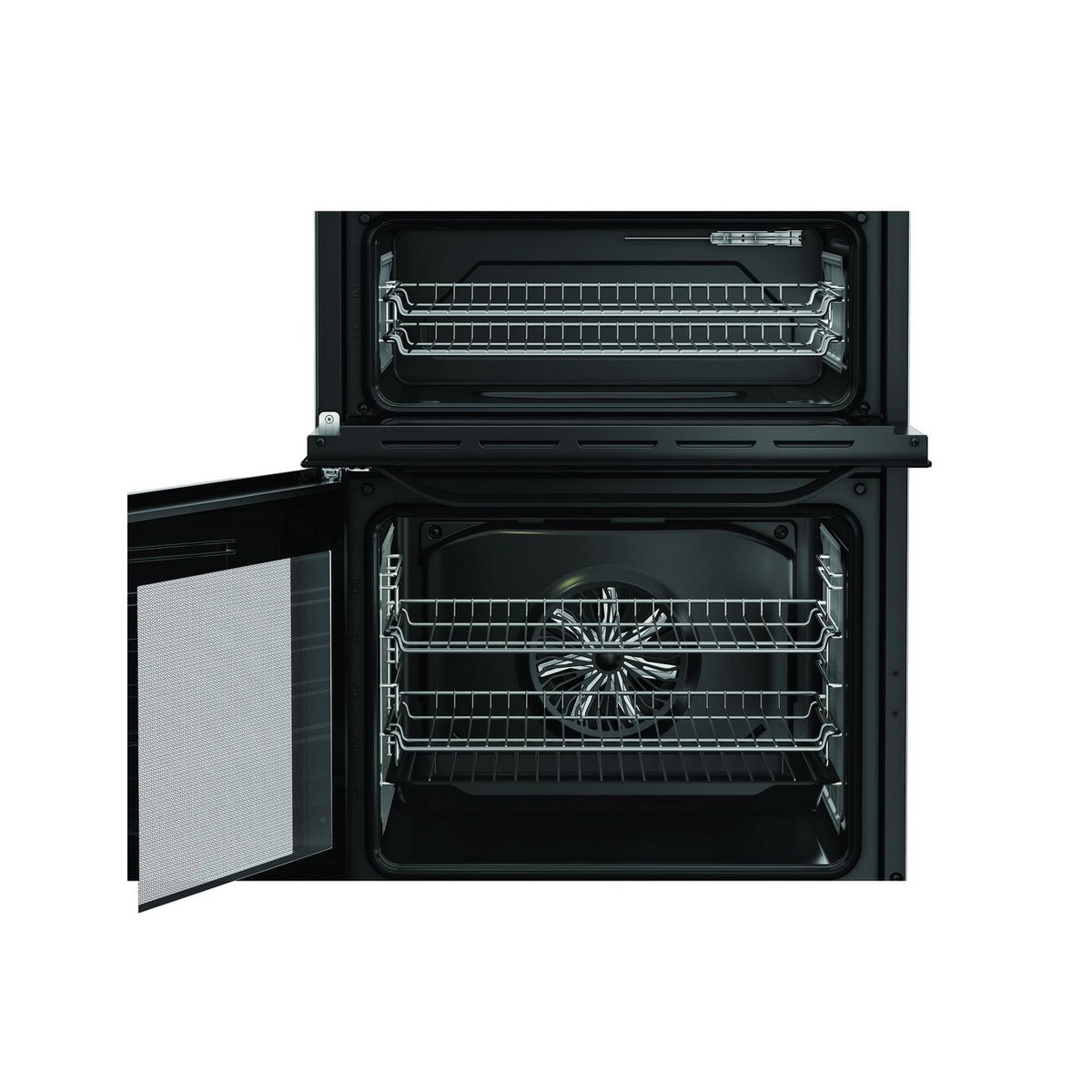 Hotpoint HDE6VDC2B1 Double Oven Electric Cooker With Ceramic Hob, 60cm Wide - Black