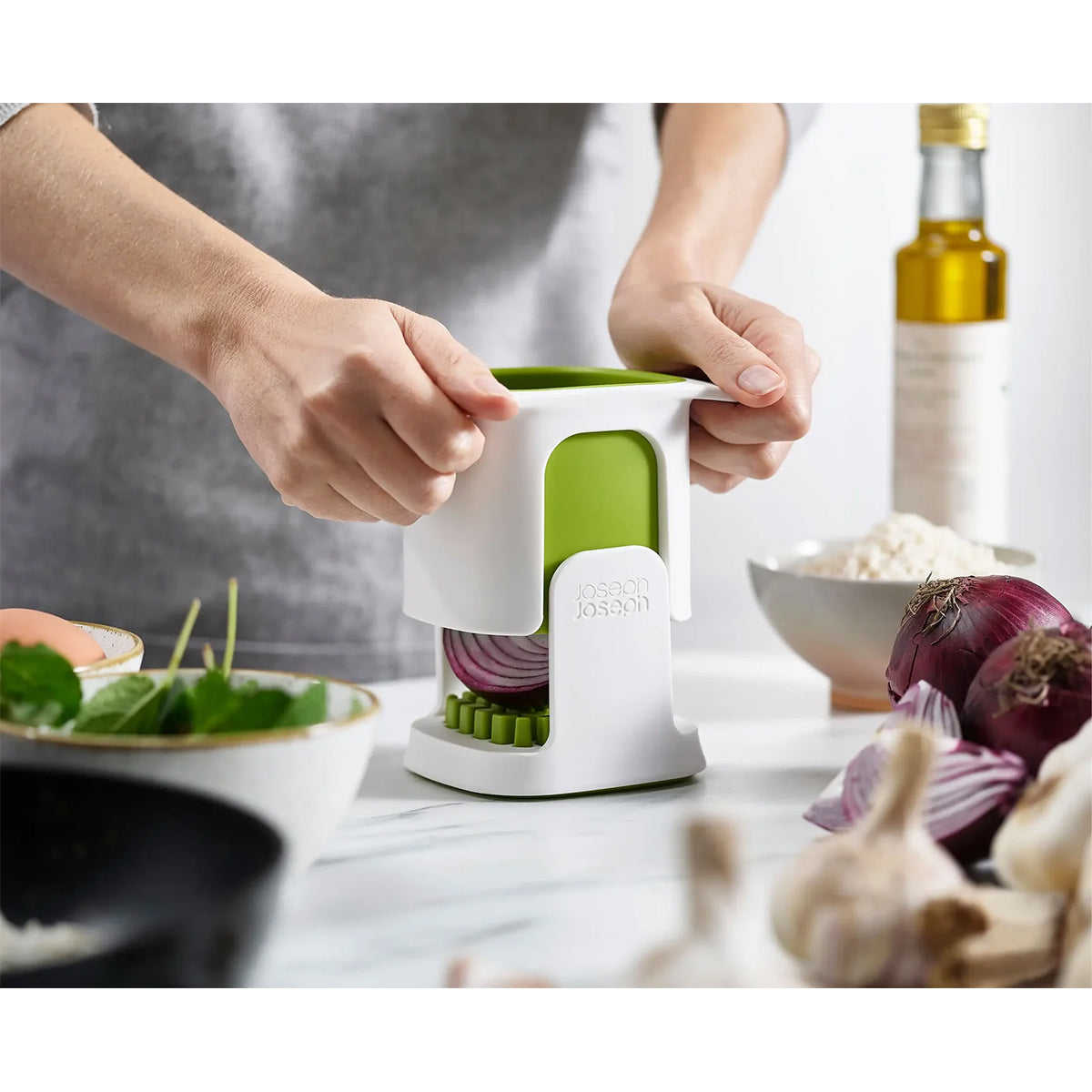 Joseph Joseph 20175 ChopCup™ Vegetable Chopper, Stainless Steel Blades - White