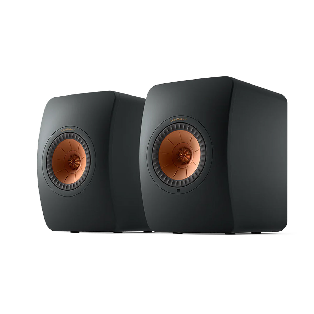 KEF LS50 Wireless II Active Wireless HiFi Speakers, Compatible with AirPlay2 and Google Cast, 760W, 20cm Wide - Carbon Black