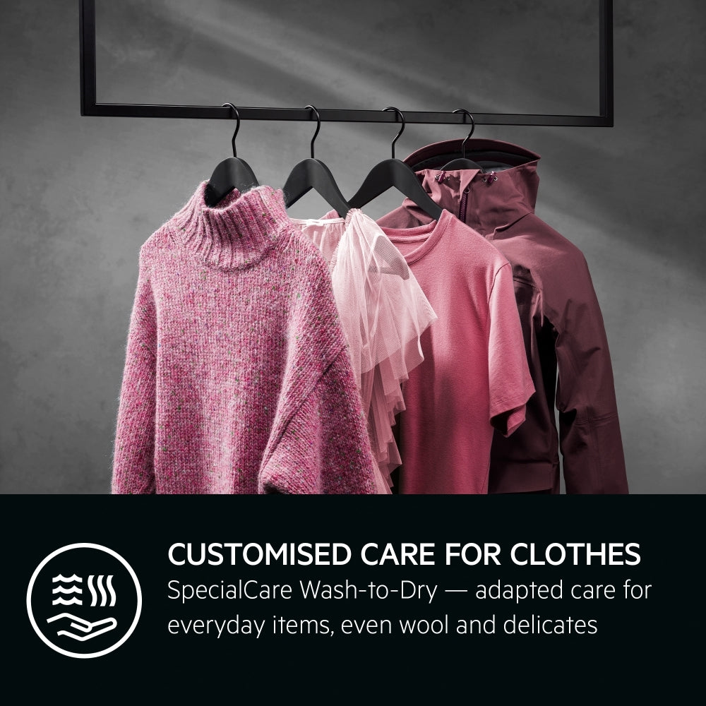 AEG L7WC84636BI ProSteam Integrated Washer Dryer, 8kg, 1600 Spin, White, D Rated