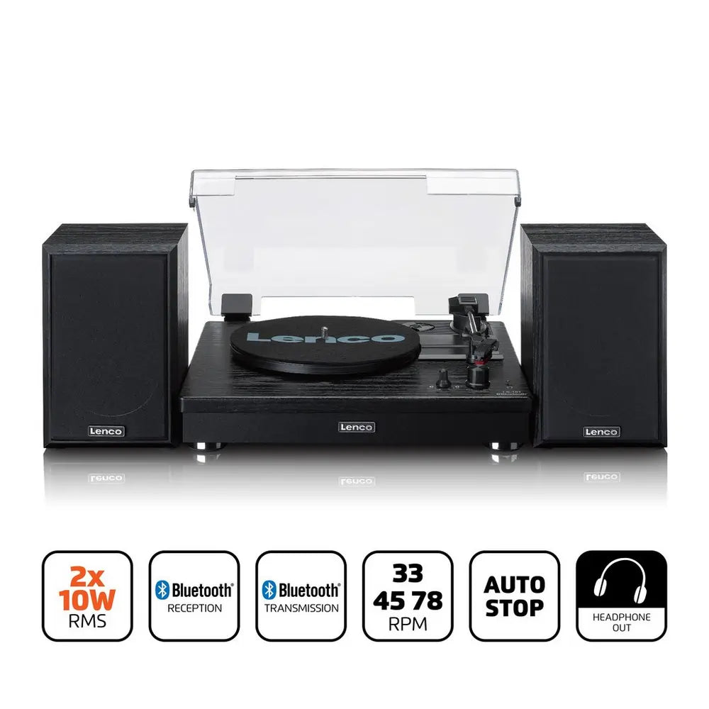 Lenco LS101 Turntable & Hi Fi Speaker System With Bluetooth, Black