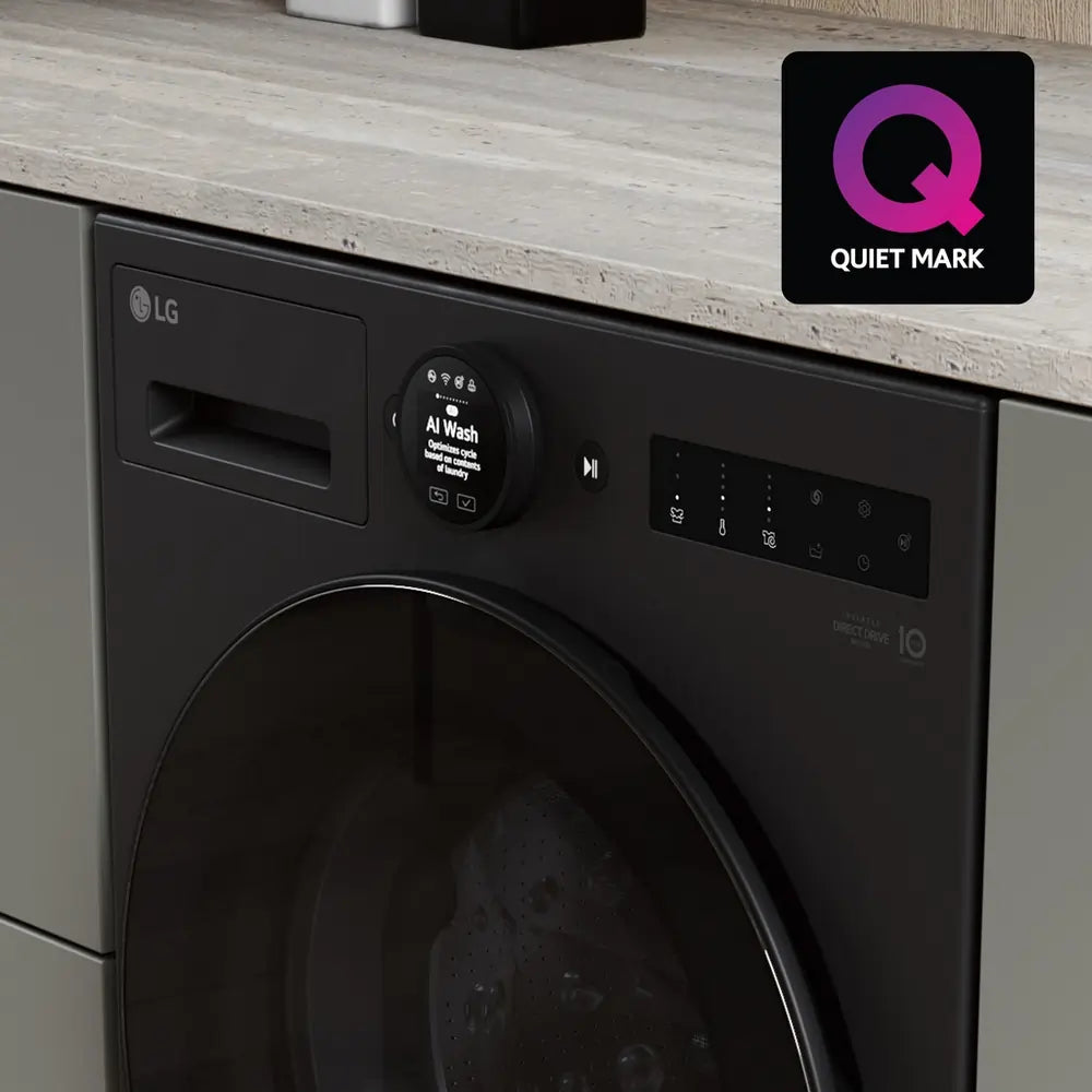 LG F4X7009TBB 9kg 1400 Spin AI Smart Washing Machine, Black