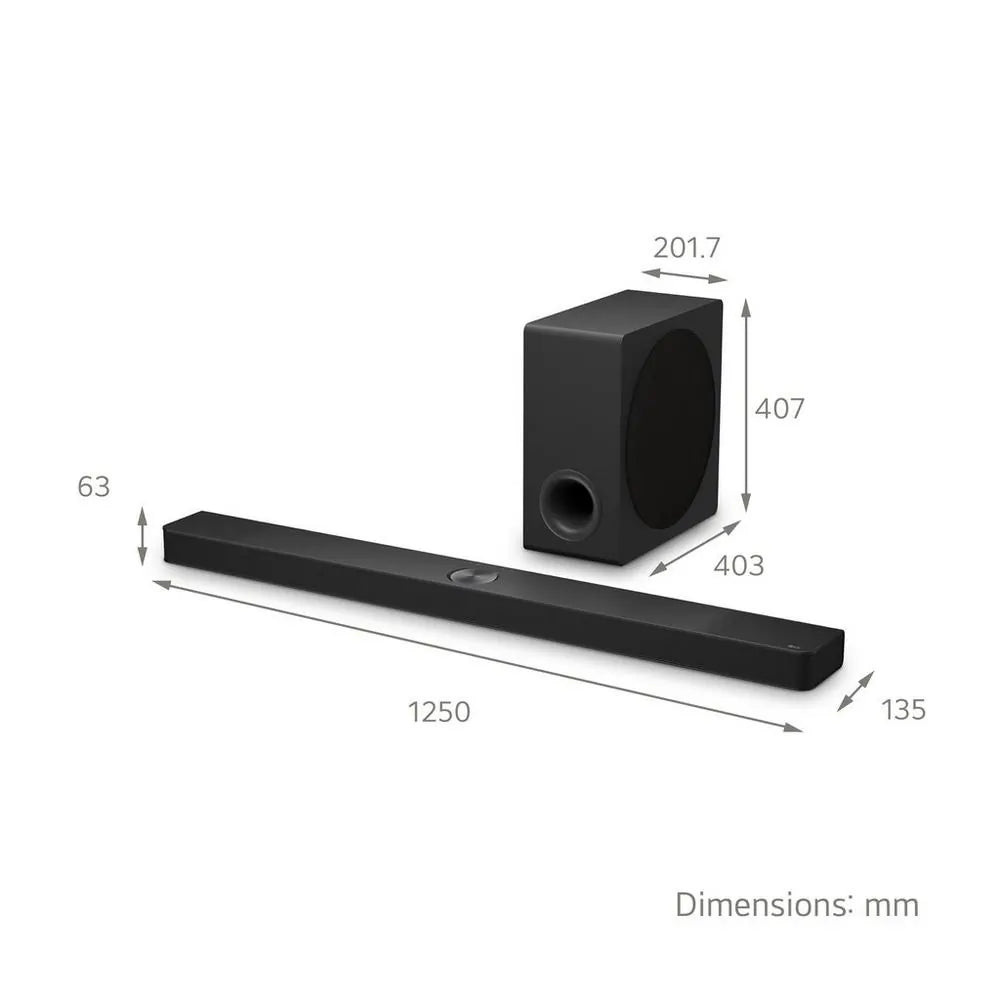 LG US90TY 570W 5.1.3ch Soundbar With Wireless Subwoofer, Black