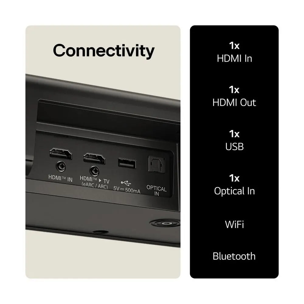 LG US90TY 570W 5.1.3ch Soundbar With Wireless Subwoofer, Black