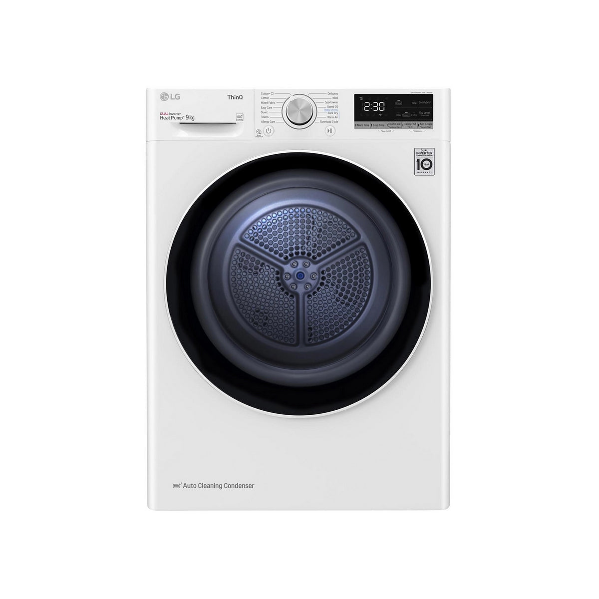 LG FDV709W Series 4 ThinQ 9Kg Freestanding Heat Pump Tumble Dryer, 14 Programmes, 60cm Wide - White