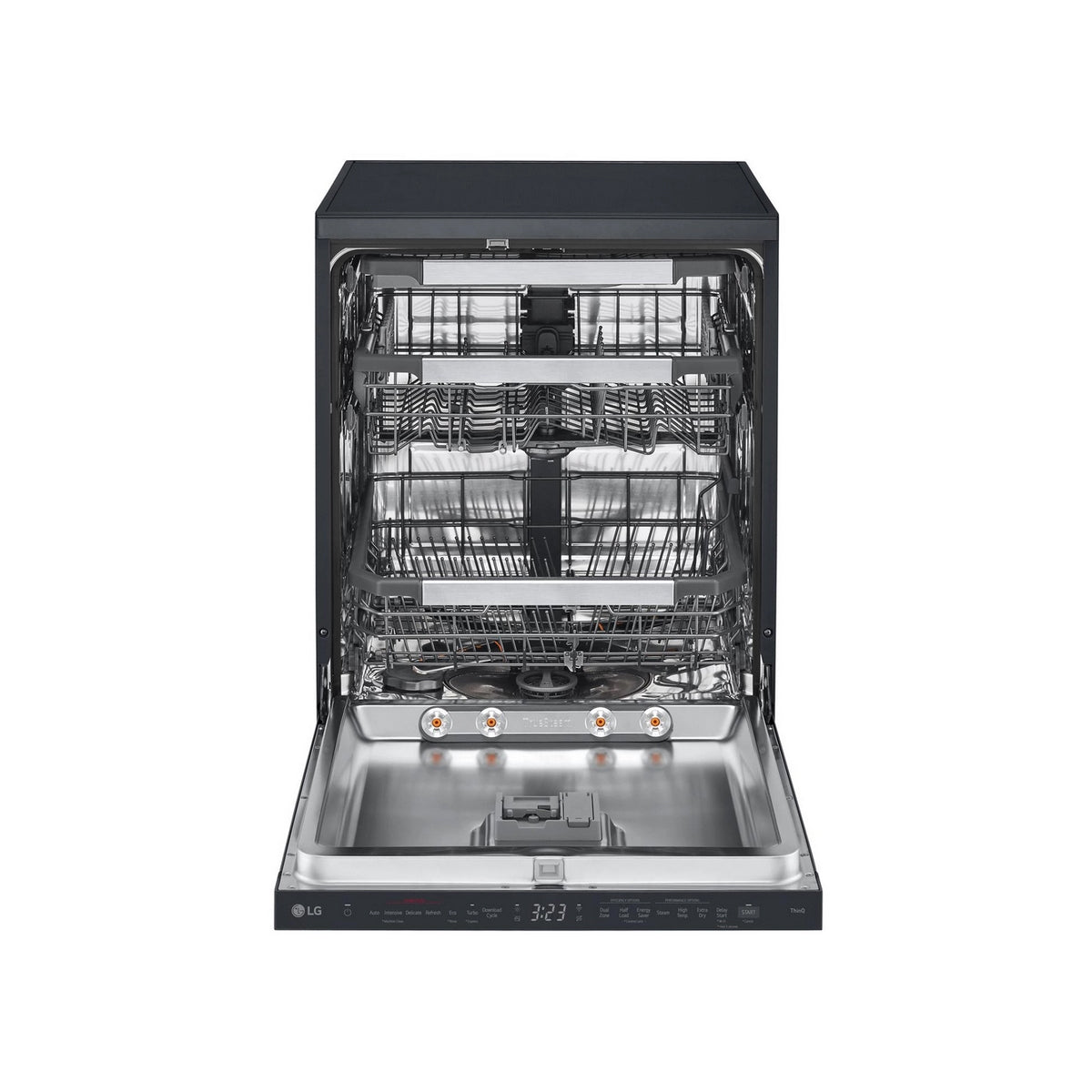 LG DF587HMS Series 7 TrueSteam QuadWash Freestanding Full Size Dishwasher, 14 Place Settings, WiFi Connected, 60cm Wide - Matte Black