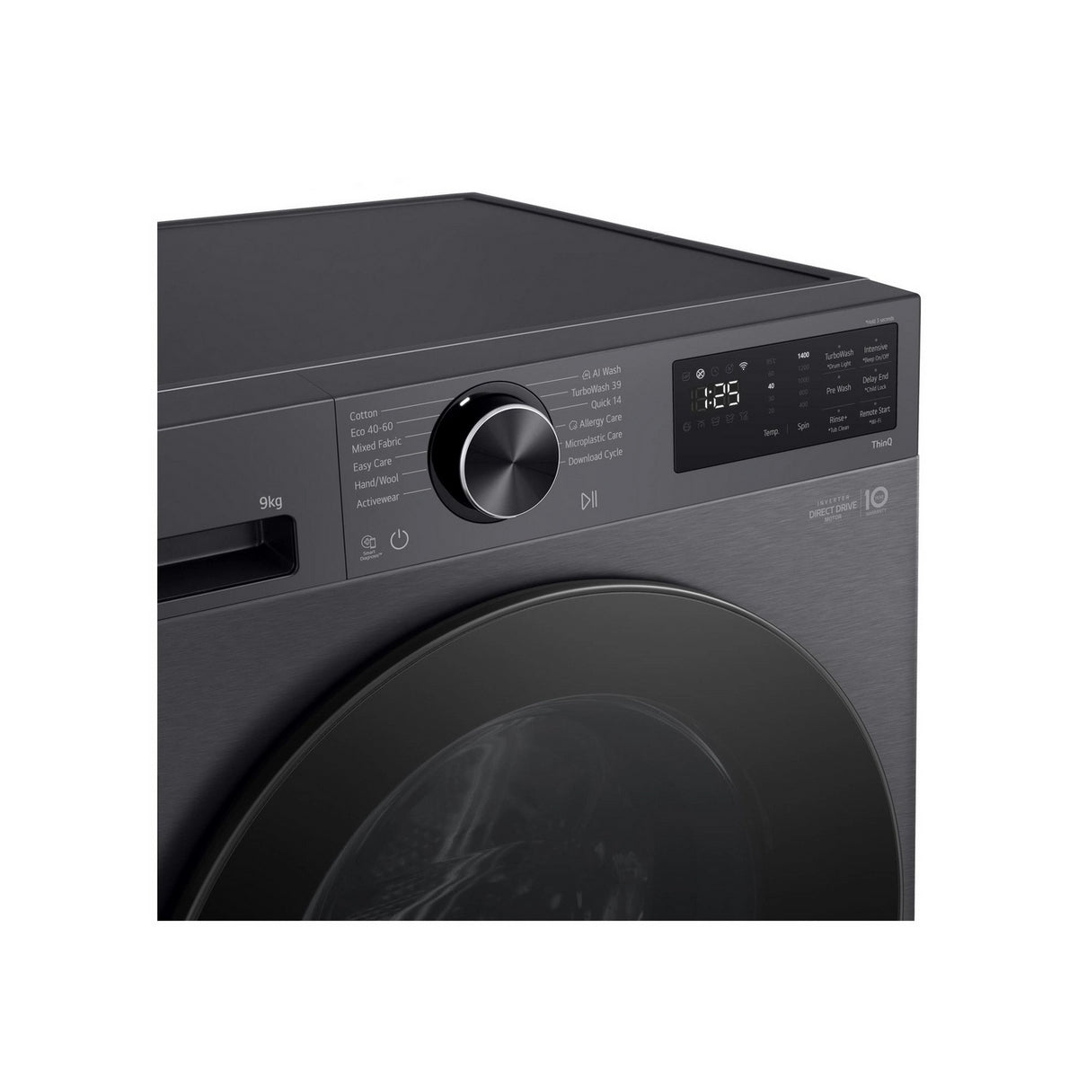 LG F2X50S9TBB Series 3 9Kg Freestanding Washing Machine, 1200rpm, 60cm Wide - Black