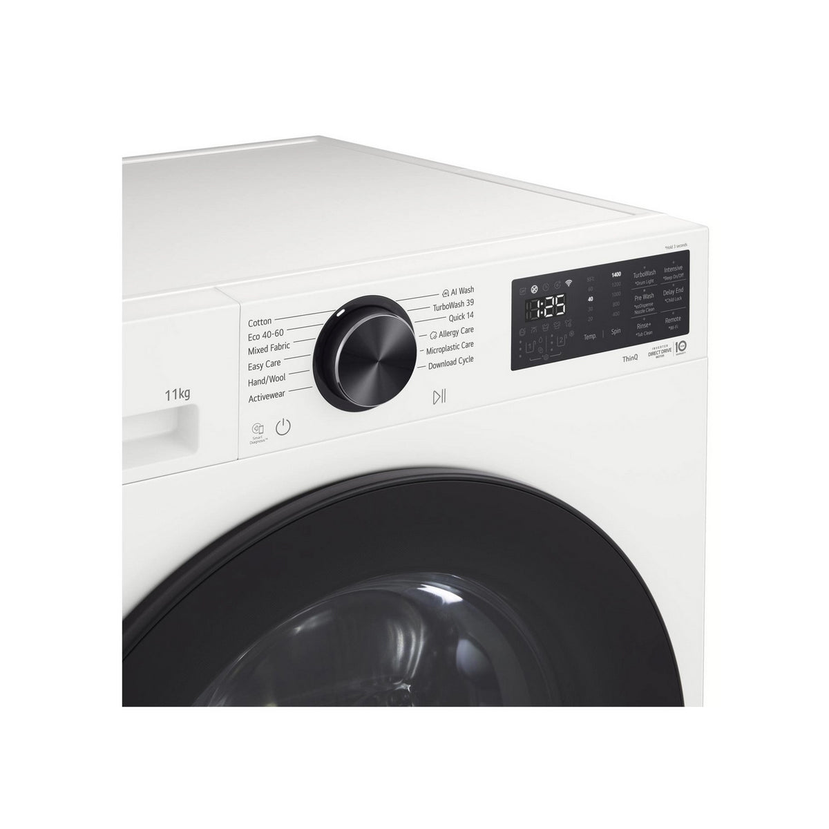 LG F4X5011TWB Series 5 AI Direct Drive Freestanding Washing Machine, 11Kg, 1400 Spin, 60cm Wide - White